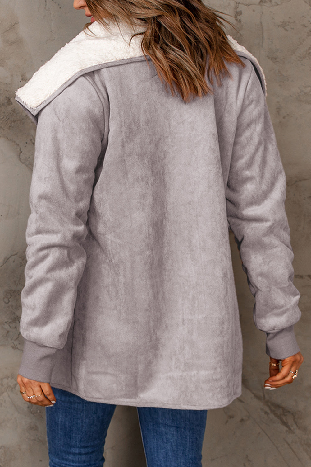 Open Front Long Sleeve Sherpa Jacket-TOPS / DRESSES-[Adult]-[Female]-2022 Online Blue Zone Planet