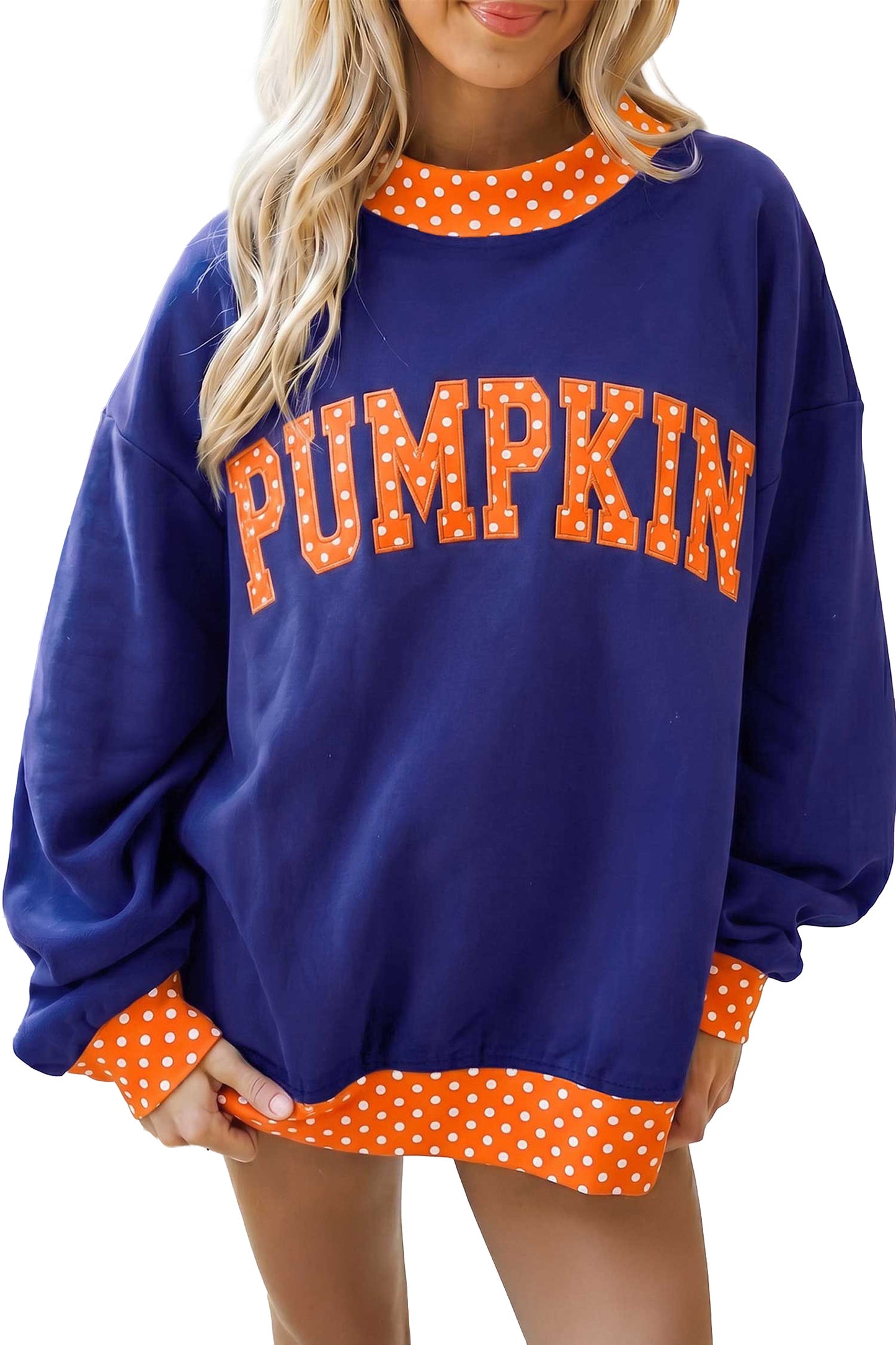 Fiery Red Polka Dot Letter Print Contrast Trim Mock Neck Sweatshirt