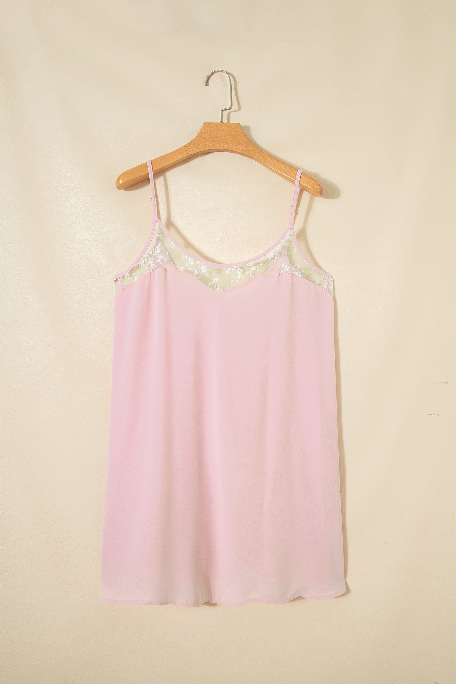 Light Pink Sheer Lace Patchwork Camisole Nightgown Dress-TOPS / DRESSES-[Adult]-[Female]-2022 Online Blue Zone Planet