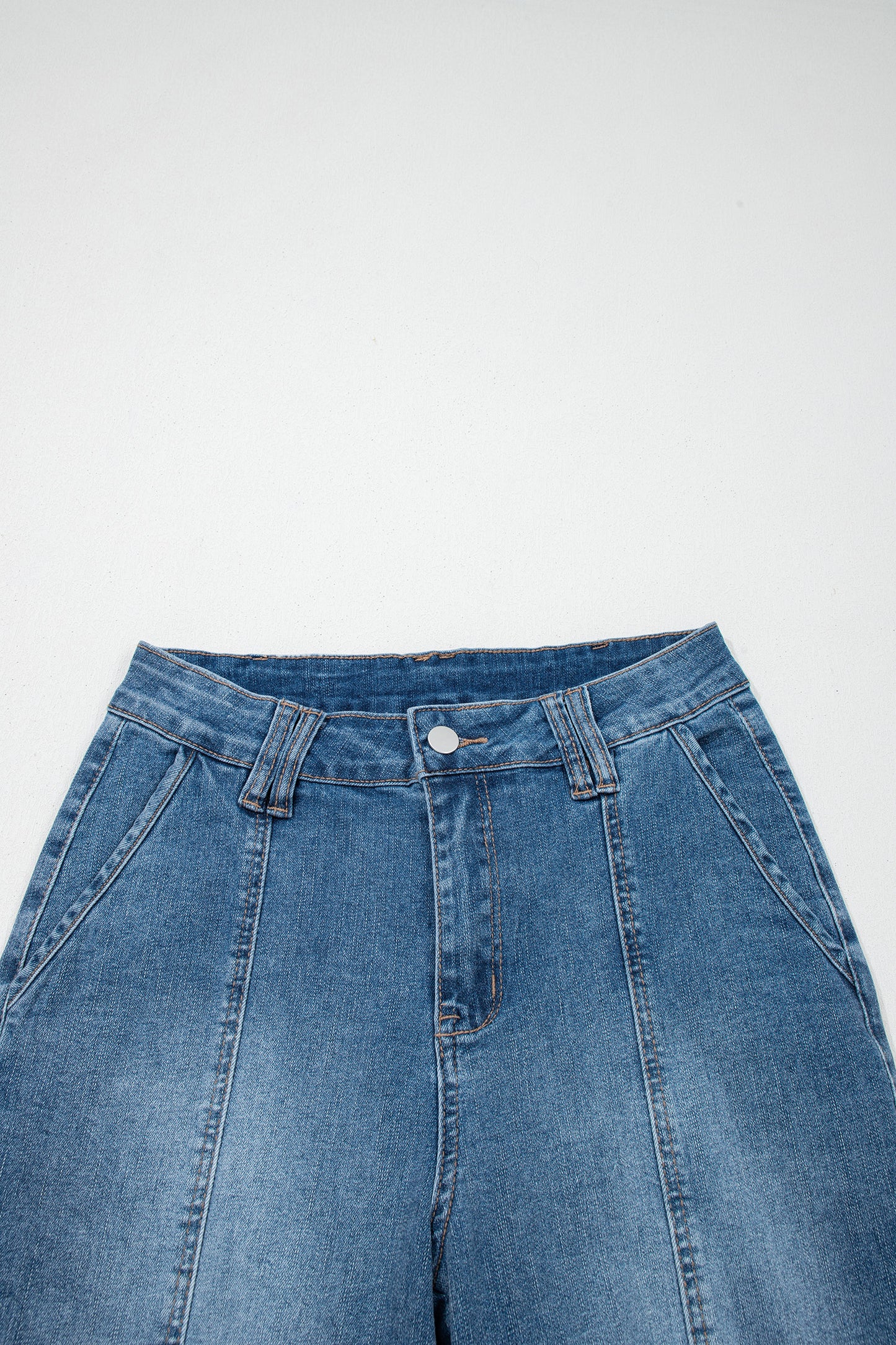 Sail Blue Exposed Stitching Straight Jeans-Bottoms/Jeans-[Adult]-[Female]-2022 Online Blue Zone Planet