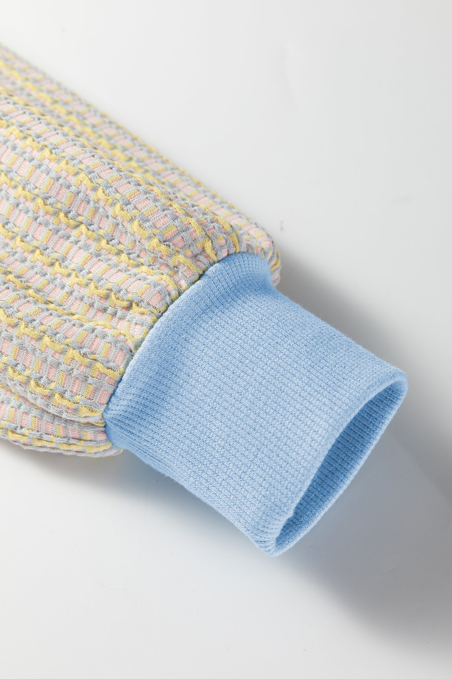 Beau Blue Button Front Jacquard Henley Sweatshirt-Tops/Sweatshirts & Hoodies-[Adult]-[Female]-2022 Online Blue Zone Planet