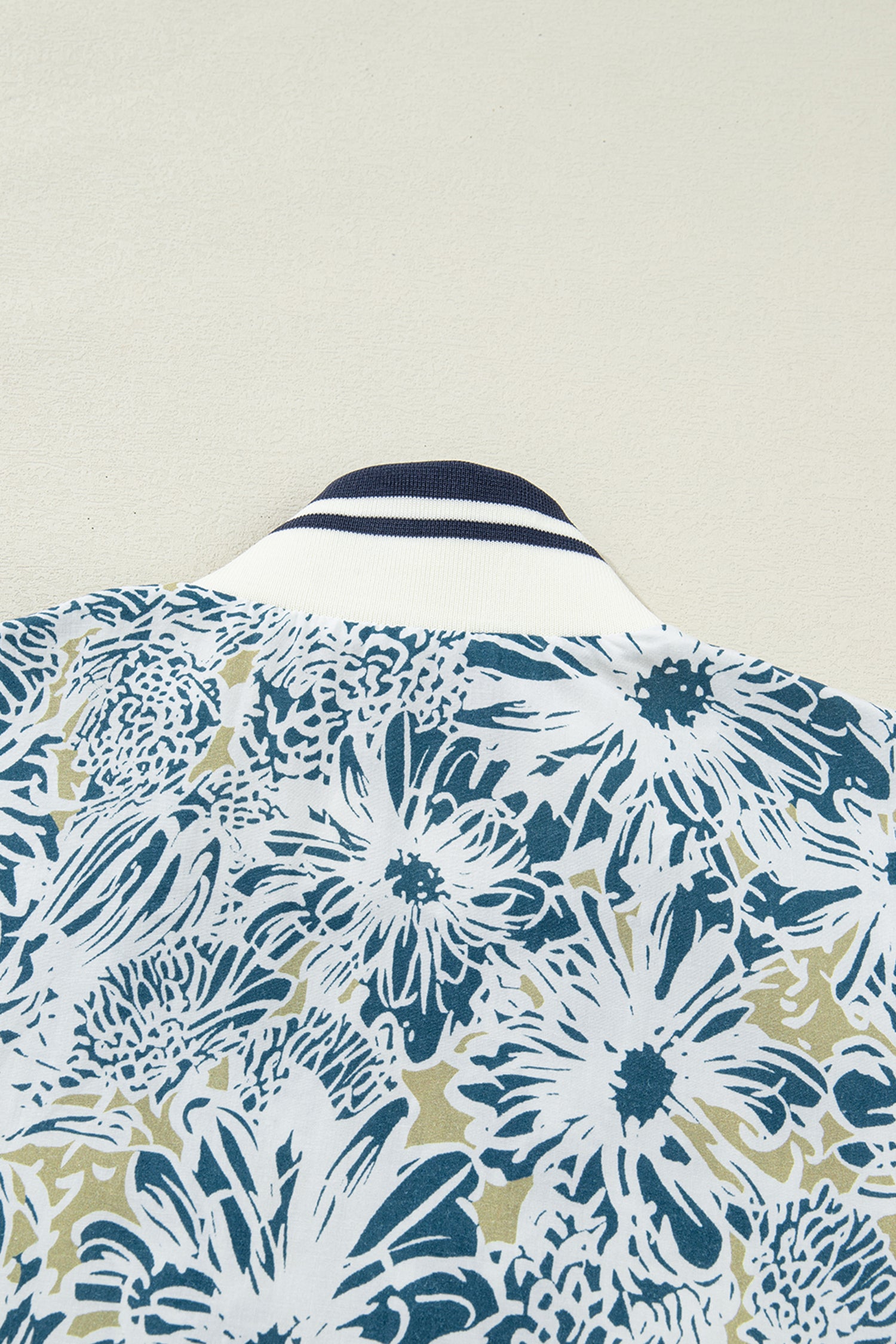 Blue Floral Print Striped Webbing Patchwork Collar Short Sleeve Mini Dress-TOPS / DRESSES-[Adult]-[Female]-2022 Online Blue Zone Planet