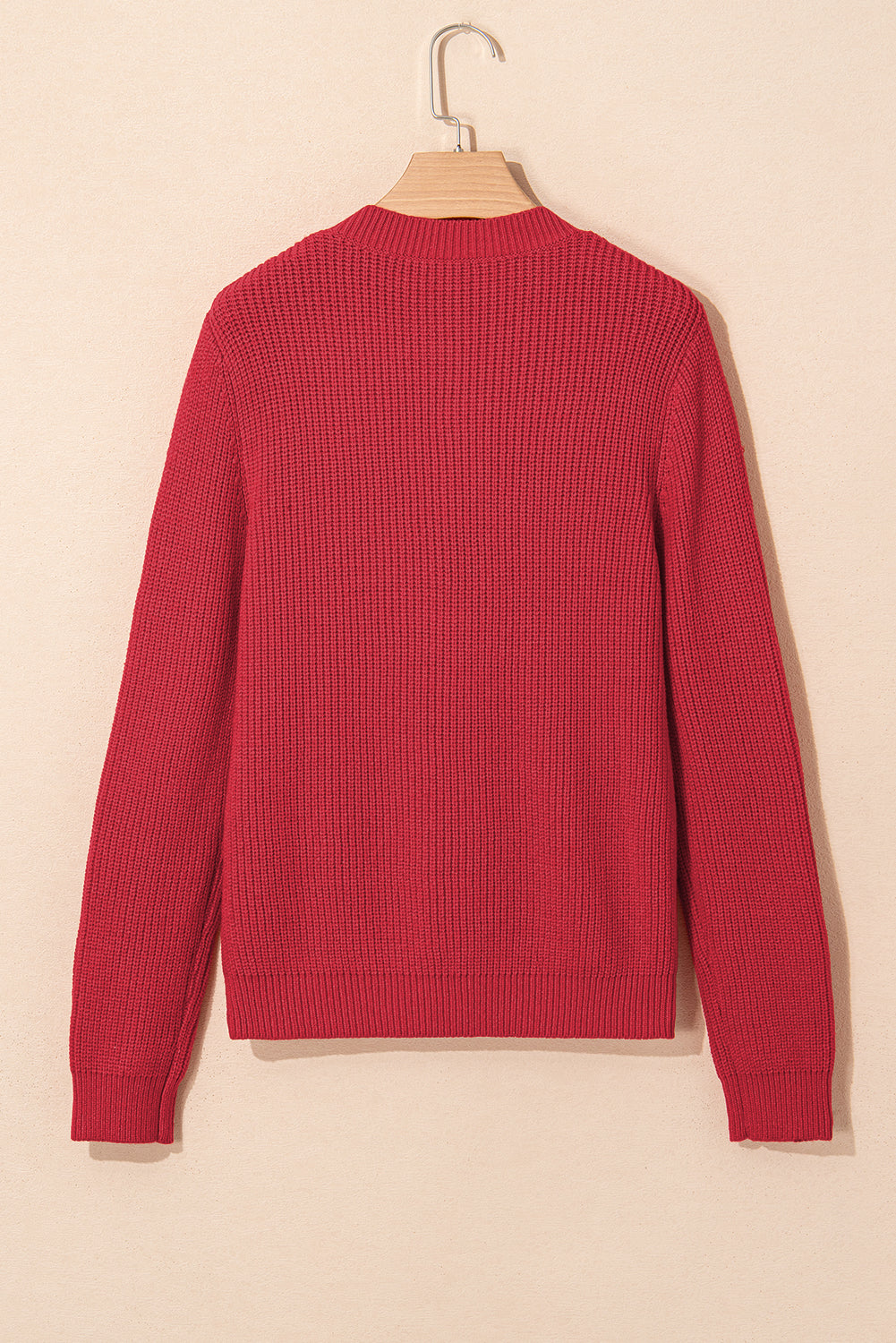 Fiery Red Ribbed Knit Bow Front Buttoned Cardigan-Sweaters & Cardigans/Cardigans-[Adult]-[Female]-2022 Online Blue Zone Planet