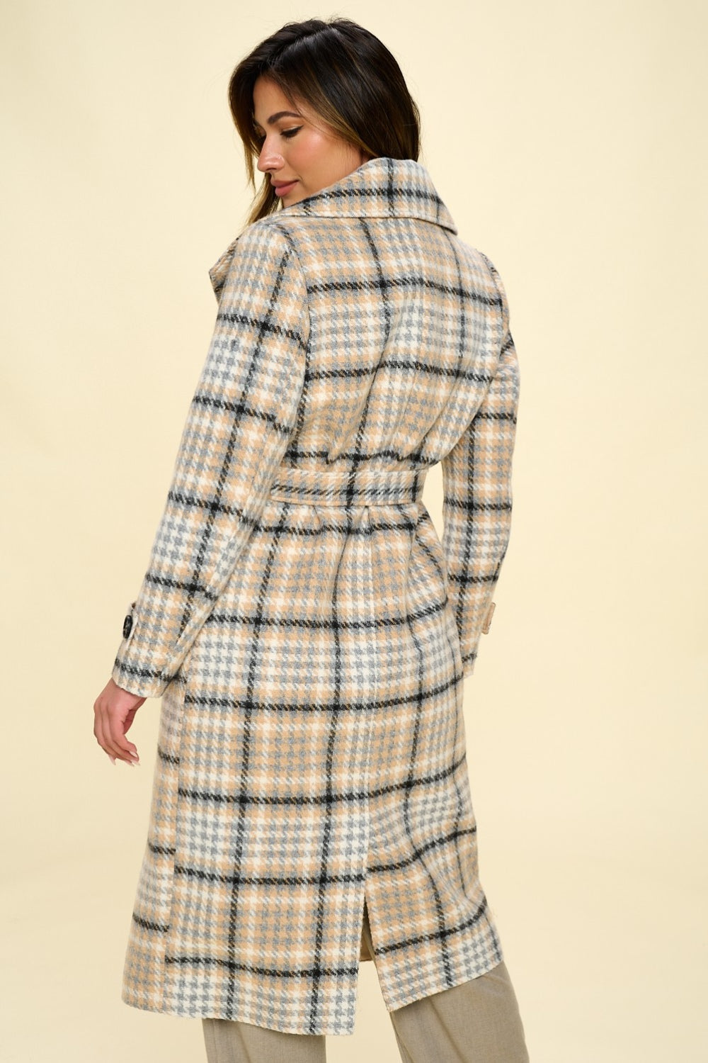 Coalition LA Double-Breasted Plaid Coat with Belt-TOPS / DRESSES-[Adult]-[Female]-2022 Online Blue Zone Planet