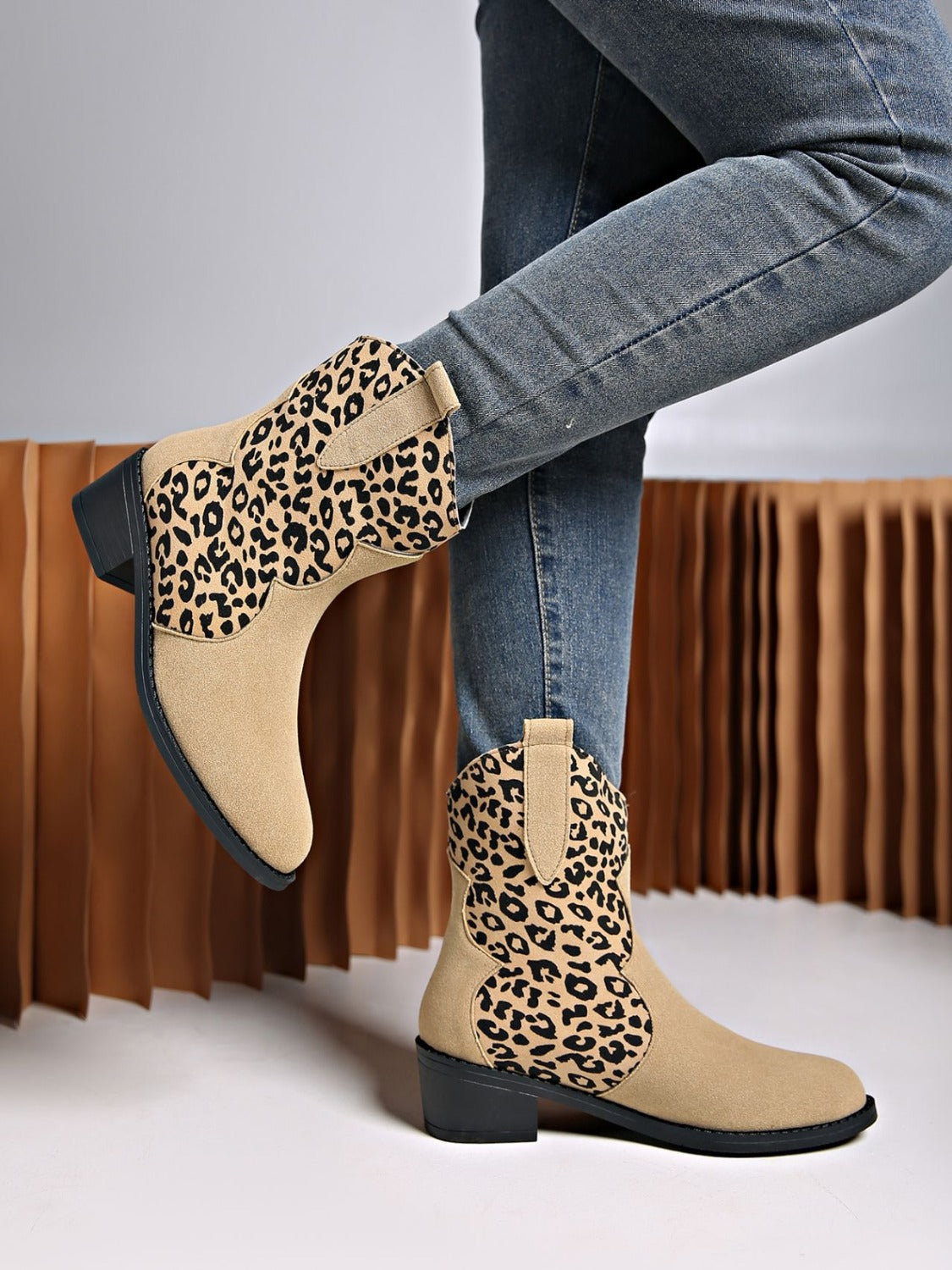 Leopard Suede Block Heel Boots-BOOTS-[Adult]-[Female]-2022 Online Blue Zone Planet