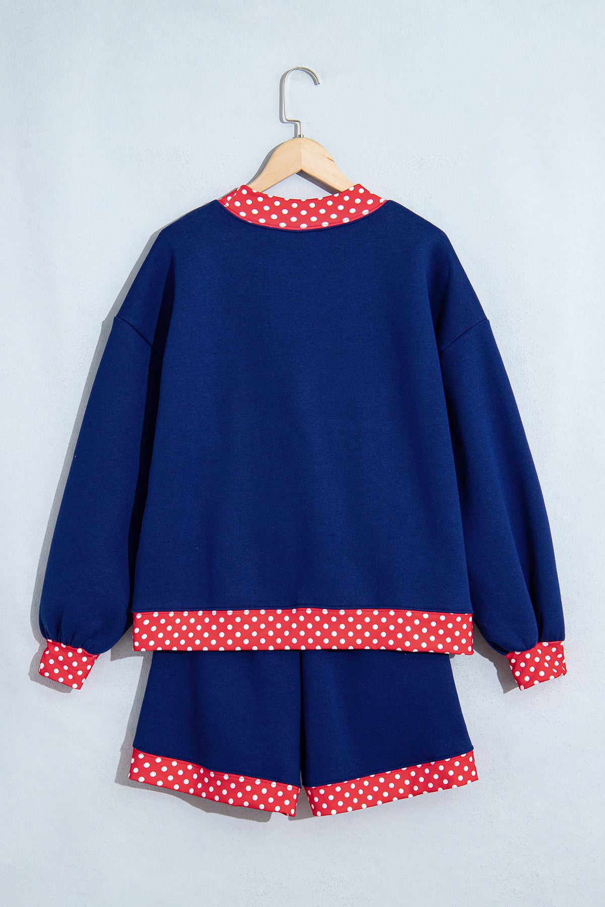 Fiery Red Gingham Trim Baggy Pullover 2pcs Short Set-Two Piece Sets/Short Sets-[Adult]-[Female]-2022 Online Blue Zone Planet