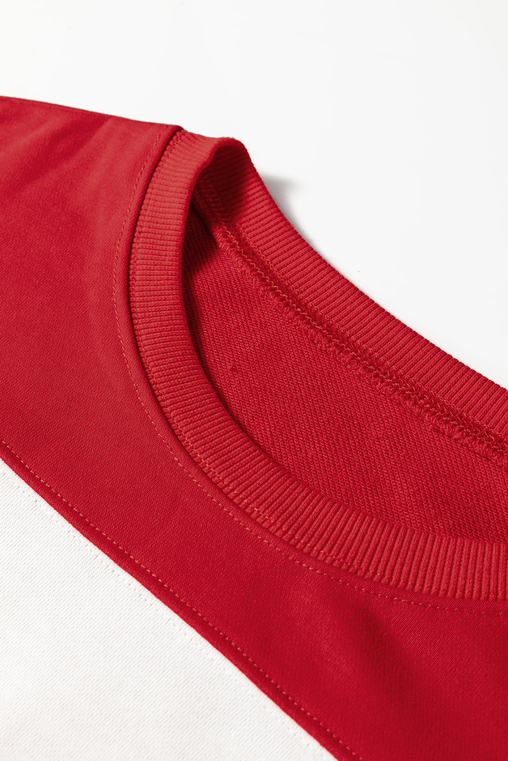 Fiery Red Colorblock Drop Shoulder Baggy Sweatshirt-Tops/Sweatshirts & Hoodies-[Adult]-[Female]-2022 Online Blue Zone Planet