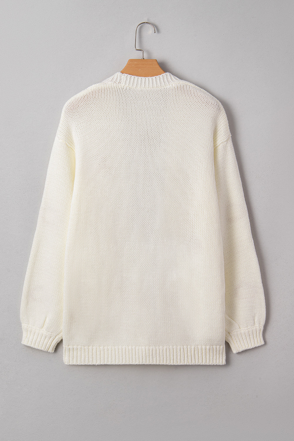 White Pumpkin Print Open Front Drop Shoulder Midi Cardigan-Sweaters & Cardigans/Cardigans-[Adult]-[Female]-2022 Online Blue Zone Planet