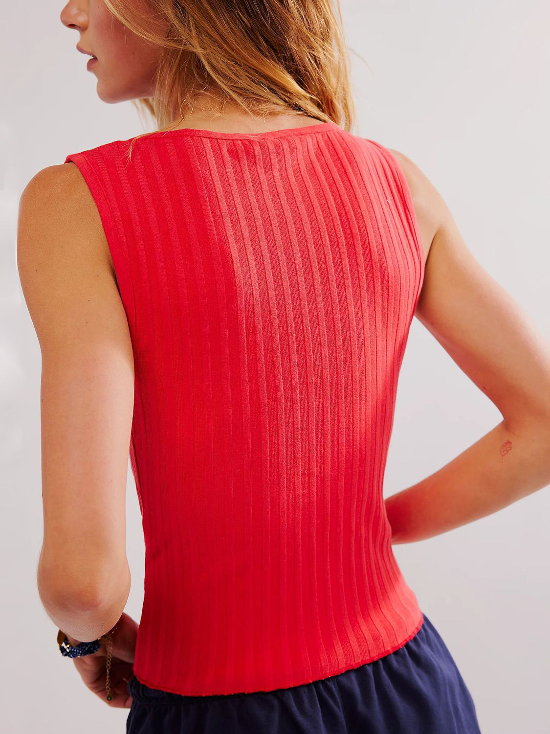 Button Down Round Neck Sweater Vest-TOPS / DRESSES-[Adult]-[Female]-2022 Online Blue Zone Planet