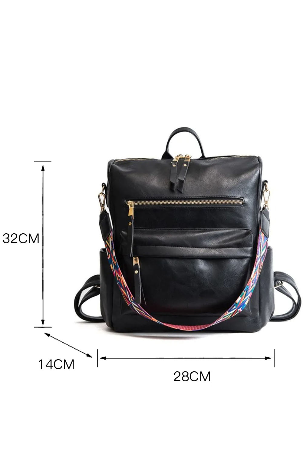 Chestnut Geometric Crochet Strap PU Leather Large Backpack-Backpacks-[Adult]-[Female]-2022 Online Blue Zone Planet