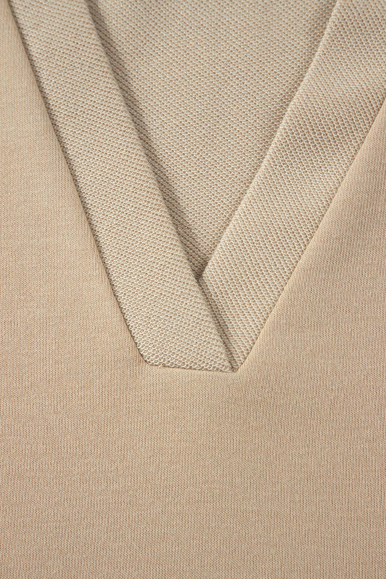 Parchment Striped Raglan Sleeve Notched Neck Raw Edge Plus Size Jumper-Plus Size/Plus Size Tops/Plus Size Long Sleeve Tops-[Adult]-[Female]-2022 Online Blue Zone Planet