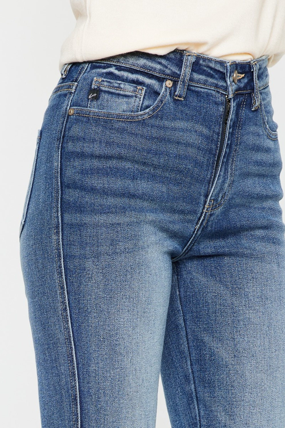 Kancan Cat's Whiskers High Waist Flare Jeans-BOTTOMS SIZES SMALL MEDIUM LARGE-[Adult]-[Female]-2022 Online Blue Zone Planet