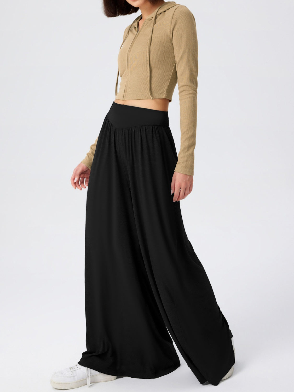 High Waist Wide Leg Pants-BOTTOMS SIZES SMALL MEDIUM LARGE-[Adult]-[Female]-2022 Online Blue Zone Planet