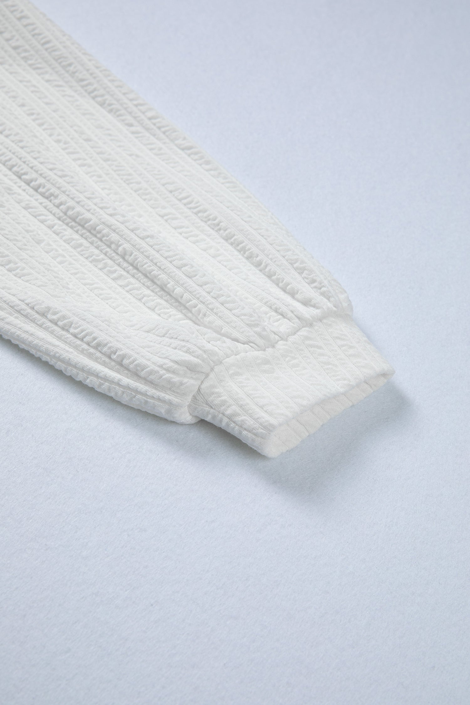 White Solid Color Textured Drop Shoulder Long Sleeve Peplum Top-Tops/Long Sleeve Tops-[Adult]-[Female]-2022 Online Blue Zone Planet