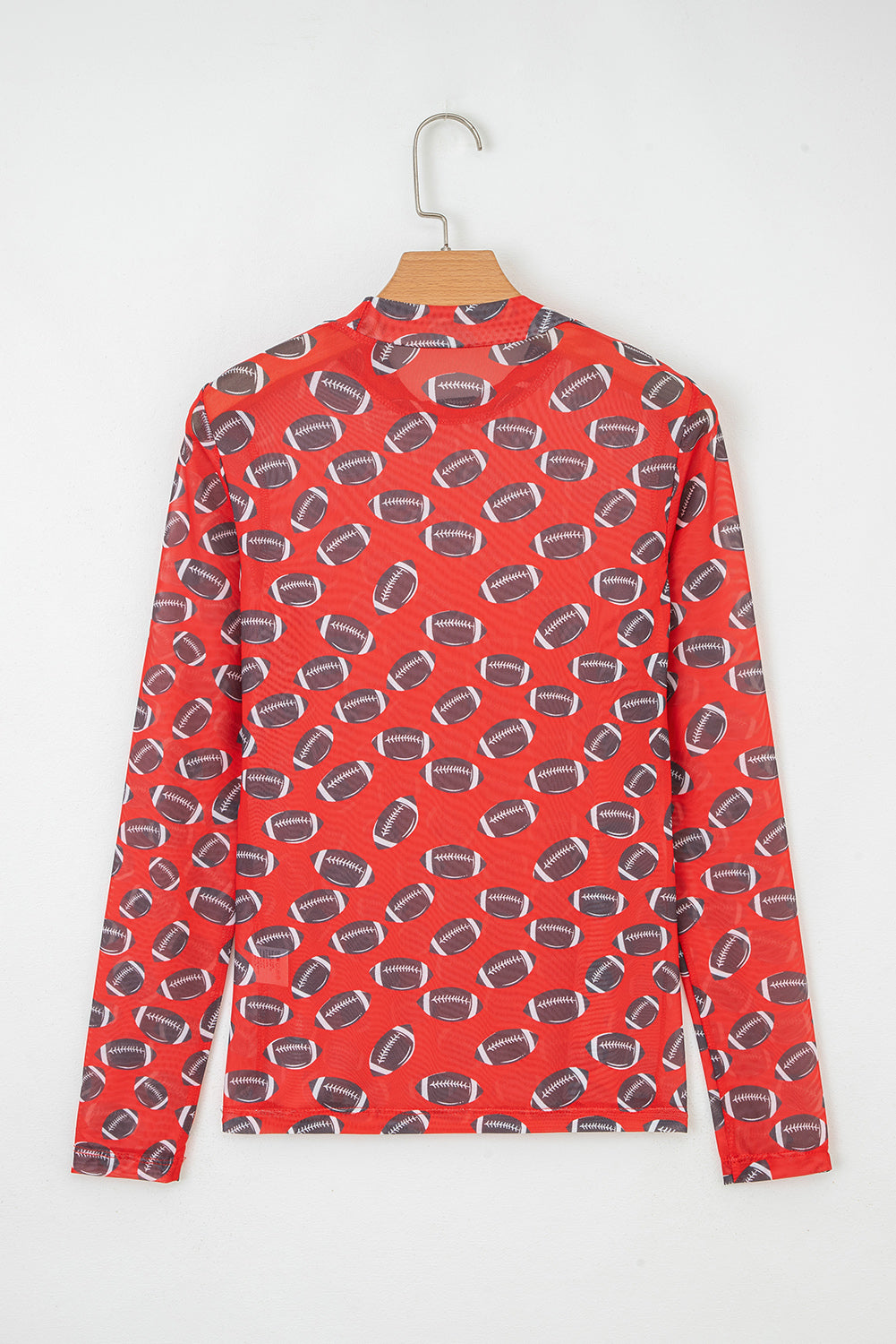 Brown Game Day Rugby Mesh Sheer Long Sleeve Top-Tops/Long Sleeve Tops-[Adult]-[Female]-2022 Online Blue Zone Planet