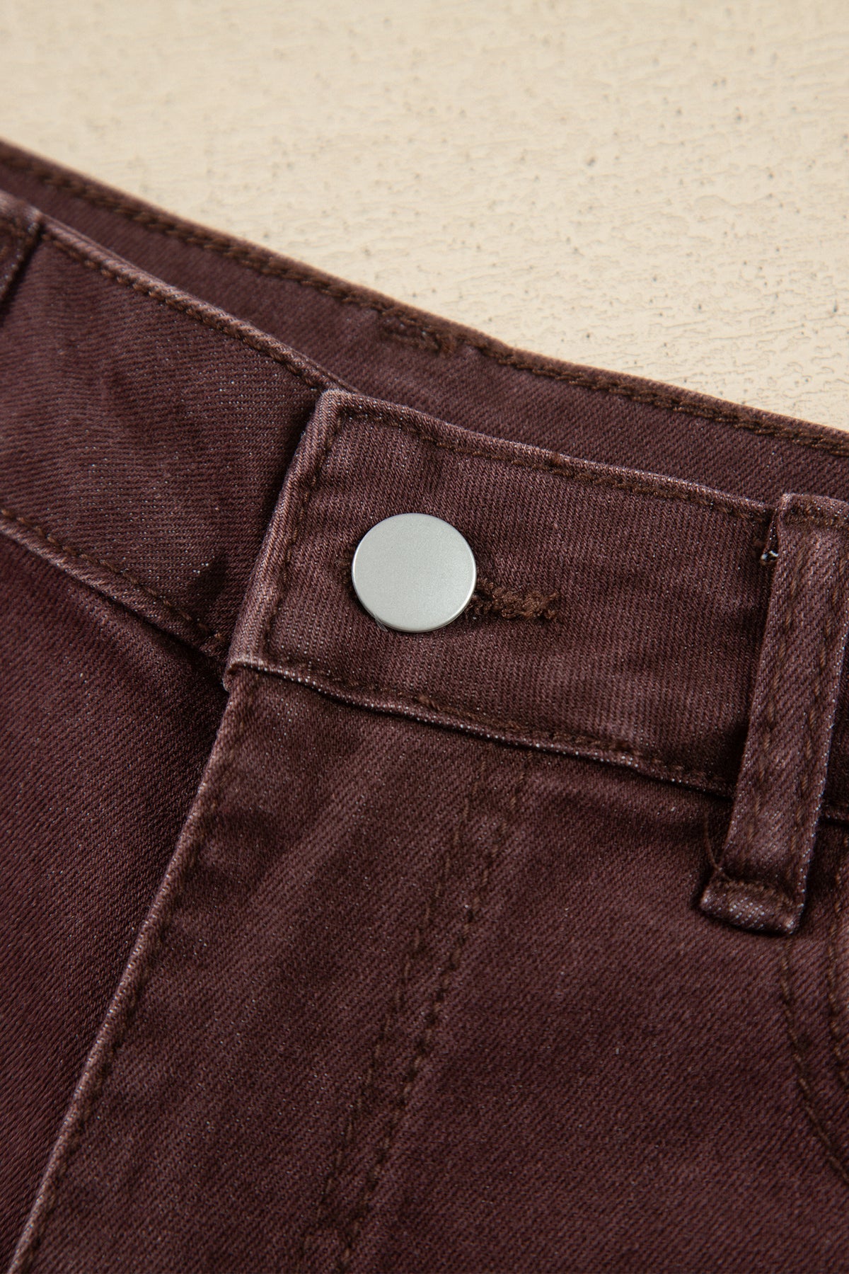 Coffee Lace Trim Casual Full-Length Regular Fit Jeans-Bottoms/Jeans-[Adult]-[Female]-2022 Online Blue Zone Planet