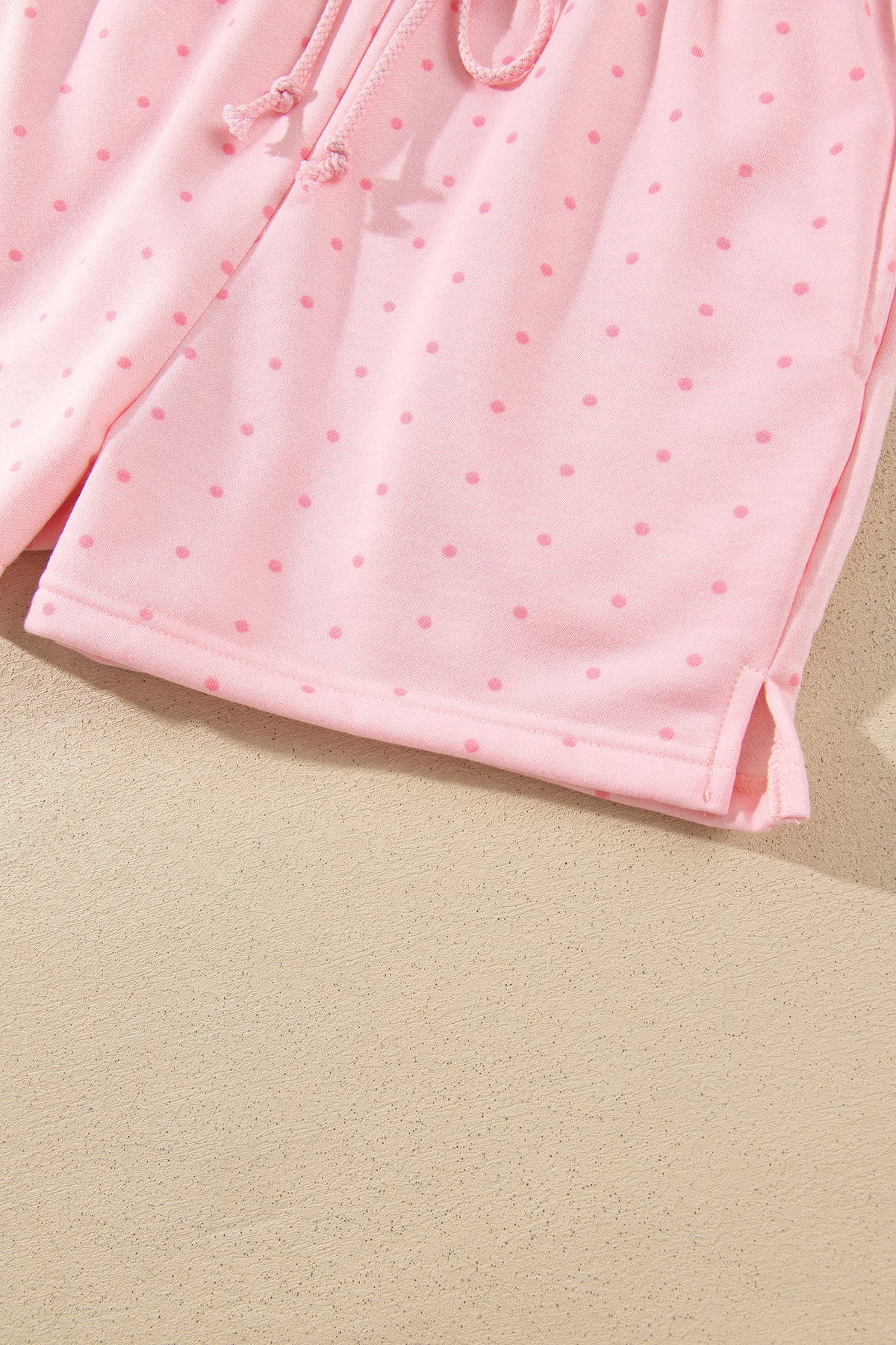 Pink Polka Dot Printed Oversized Hoodie Casual Shorts 2pcs Set-Tops / Dresses-[Adult]-[Female]-2022 Online Blue Zone Planet