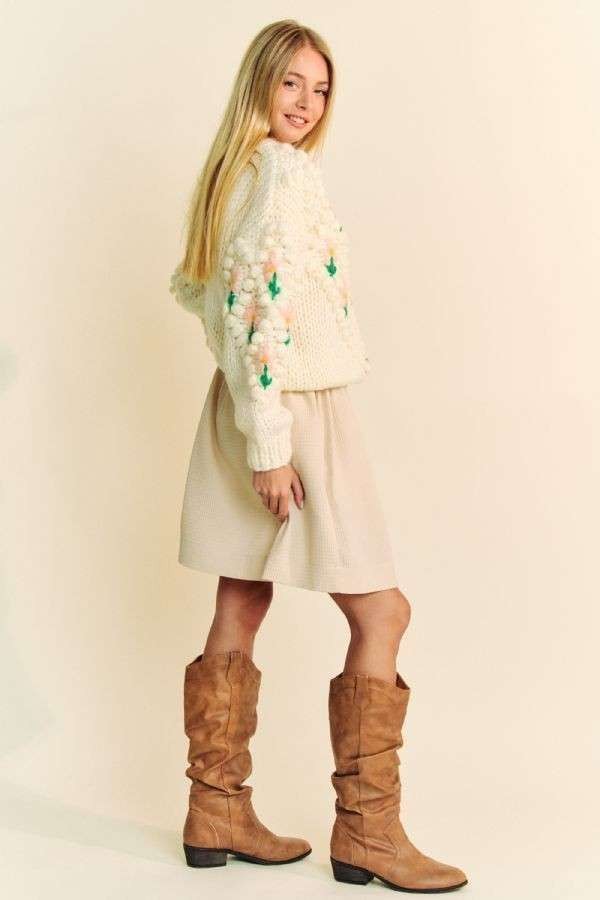 Davi & Dani Floral Pattern Button Down Cardigan-TOPS / DRESSES-[Adult]-[Female]-2022 Online Blue Zone Planet