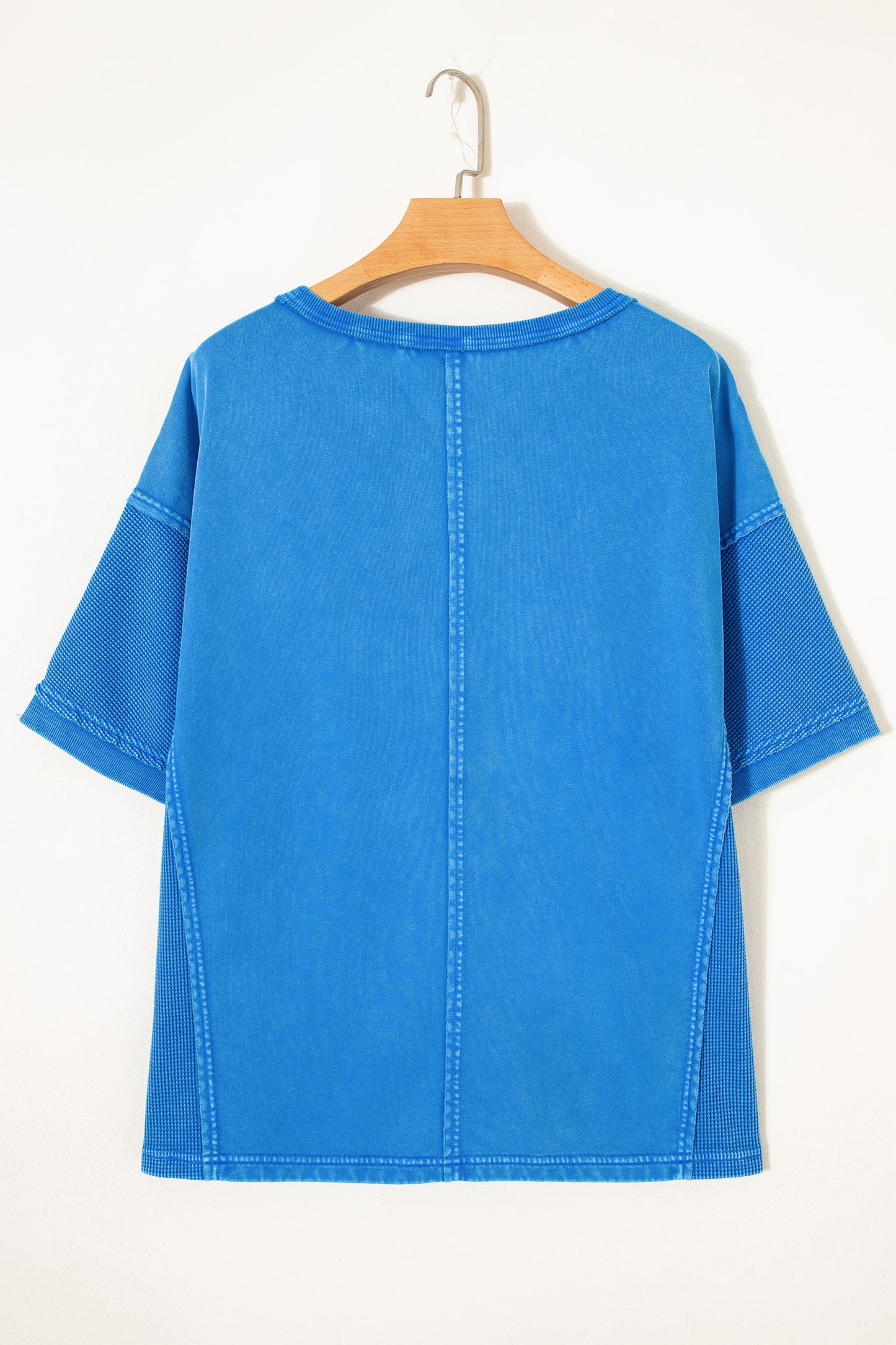 Blue Mineral Wash Star Mesh Patchwork Oversize Tee-Tops/Tops & Tees-[Adult]-[Female]-2022 Online Blue Zone Planet