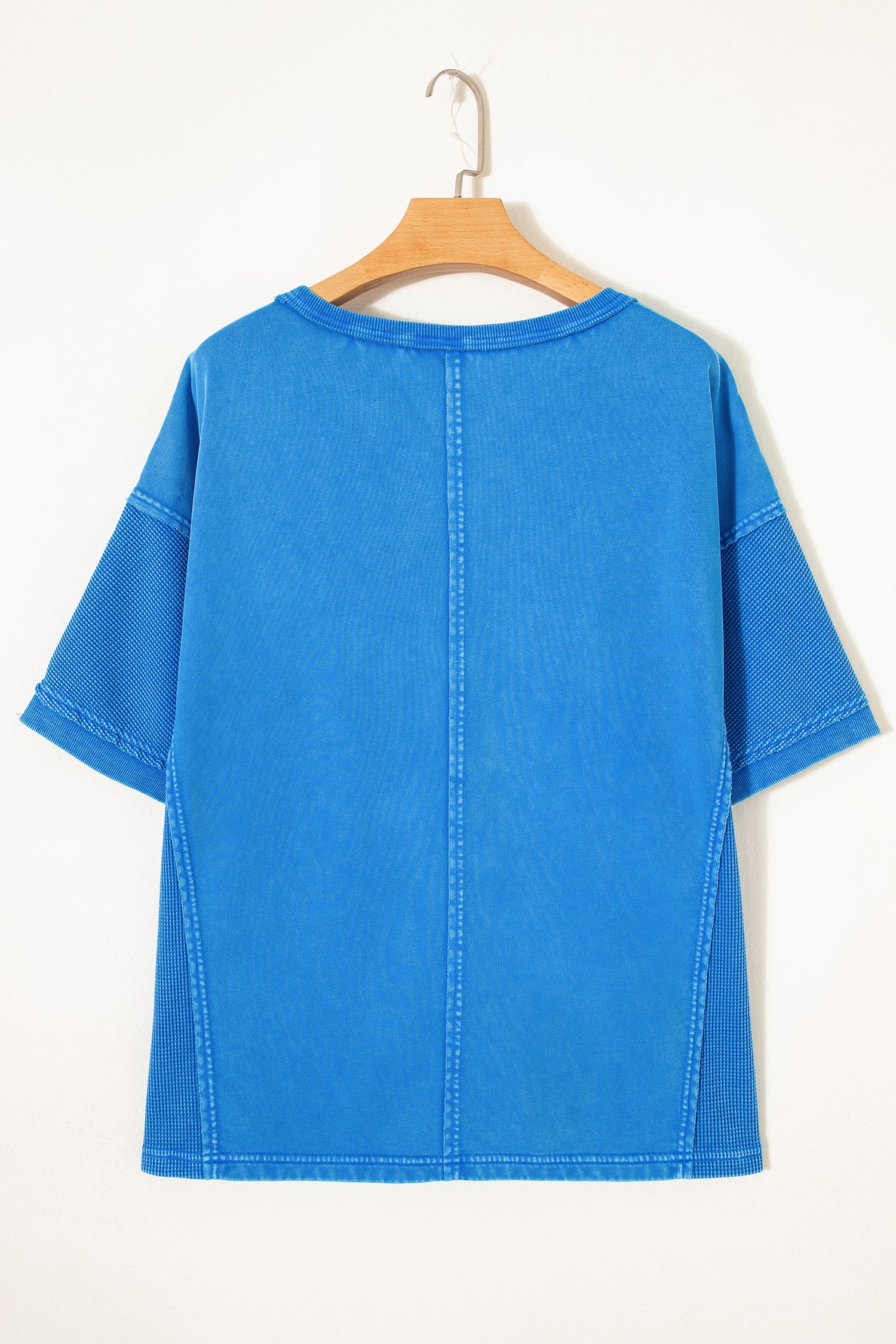 Blue Mineral Wash Star Mesh Patchwork Oversize Tee-Tops/Tops & Tees-[Adult]-[Female]-2022 Online Blue Zone Planet