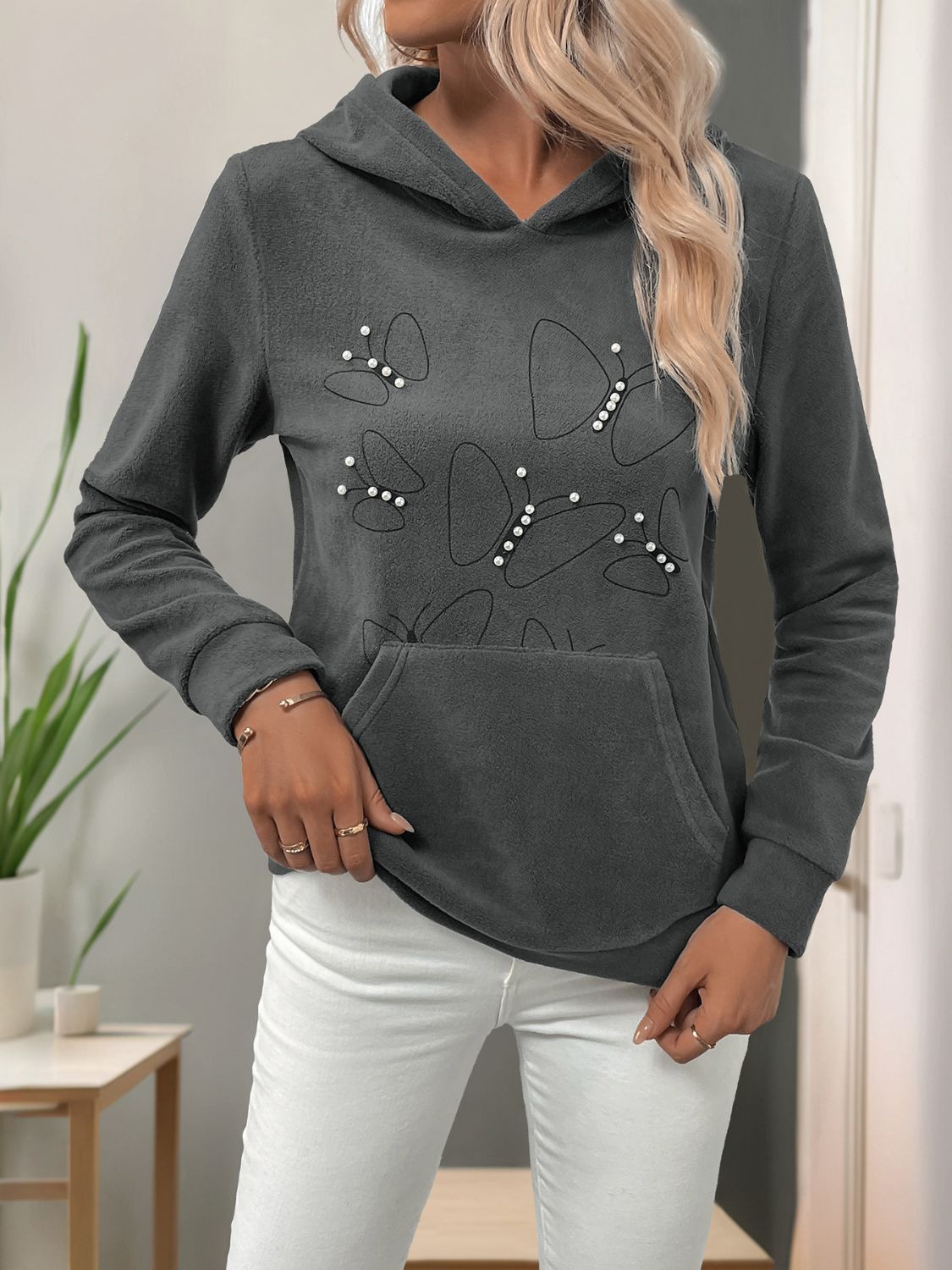 Perfee Pearl Butterfly Long Sleeve Hoodie-TOPS / DRESSES-[Adult]-[Female]-2022 Online Blue Zone Planet