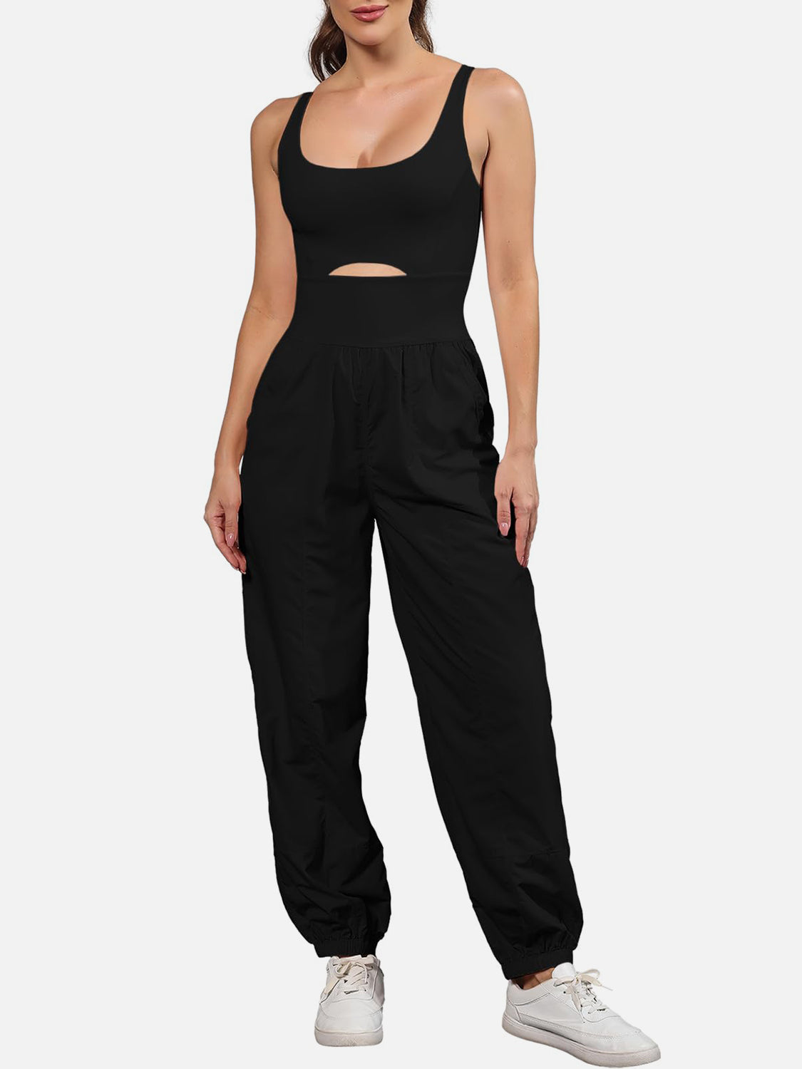 Cutout Scoop Neck Wide Strap Jumpsuit-TOPS / DRESSES-[Adult]-[Female]-Black-S-2022 Online Blue Zone Planet