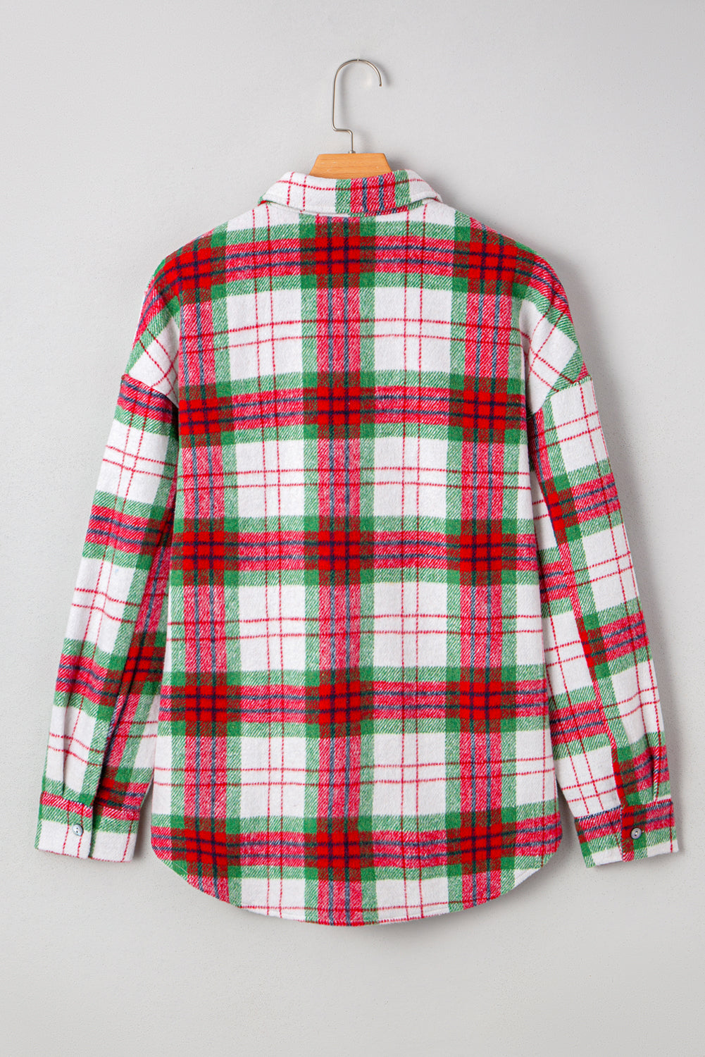 Red Christmas Plaid Casual Flannel Shacket-Outerwear/Plaid Shackets-[Adult]-[Female]-2022 Online Blue Zone Planet