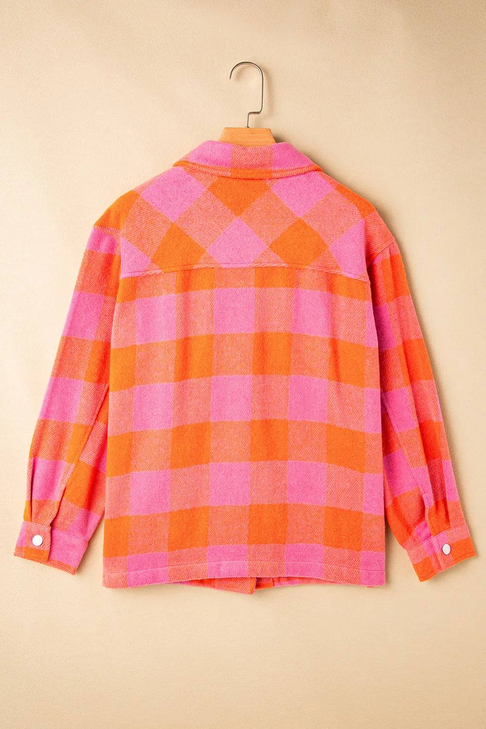 Color Block Plaid Button Up Long Sleeve Jacket-TOPS / DRESSES-[Adult]-[Female]-2022 Online Blue Zone Planet