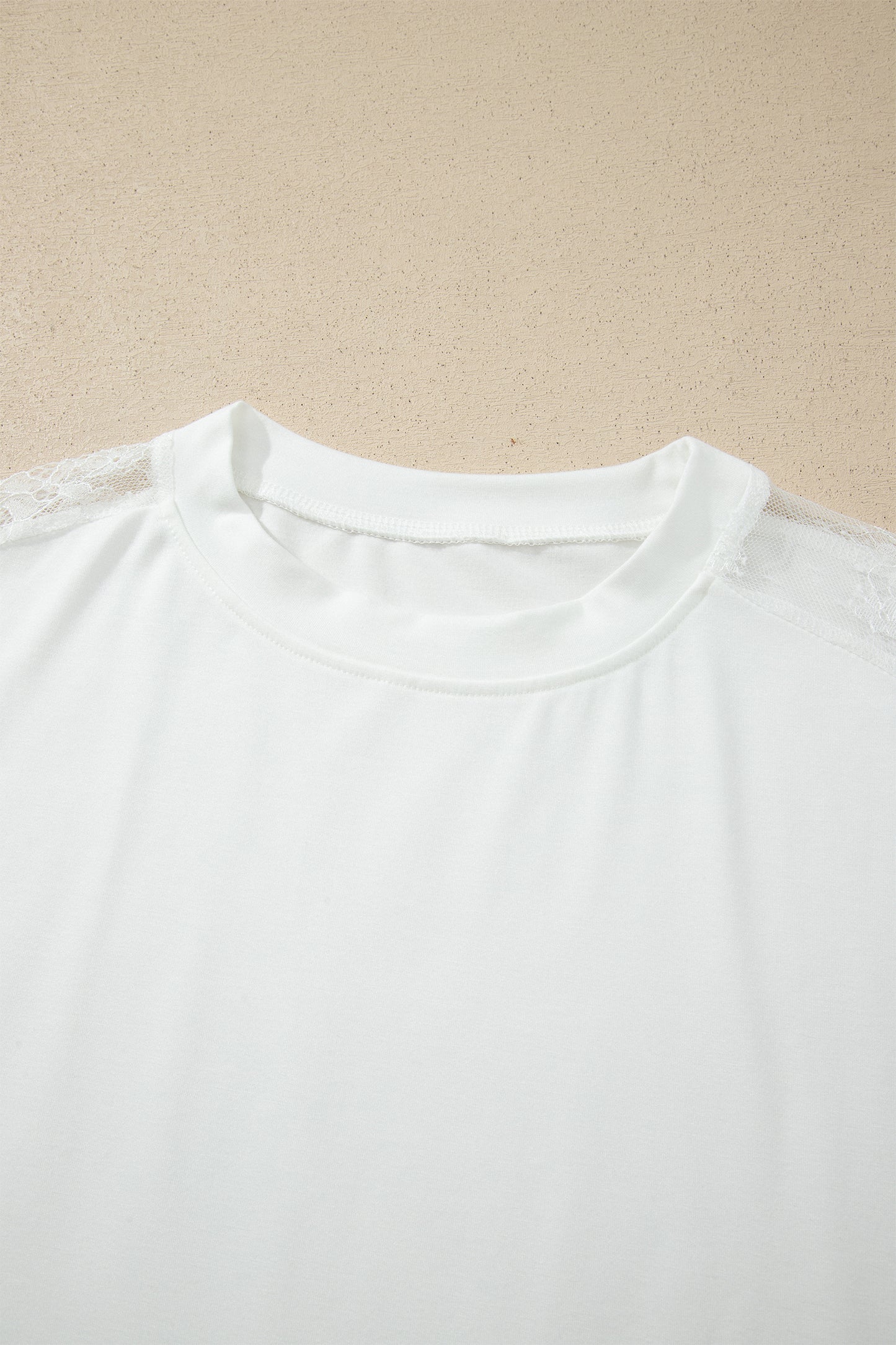 White Sheer Lace Splicing Long Sleeve Shift Top-Tops/Long Sleeve Tops-[Adult]-[Female]-2022 Online Blue Zone Planet