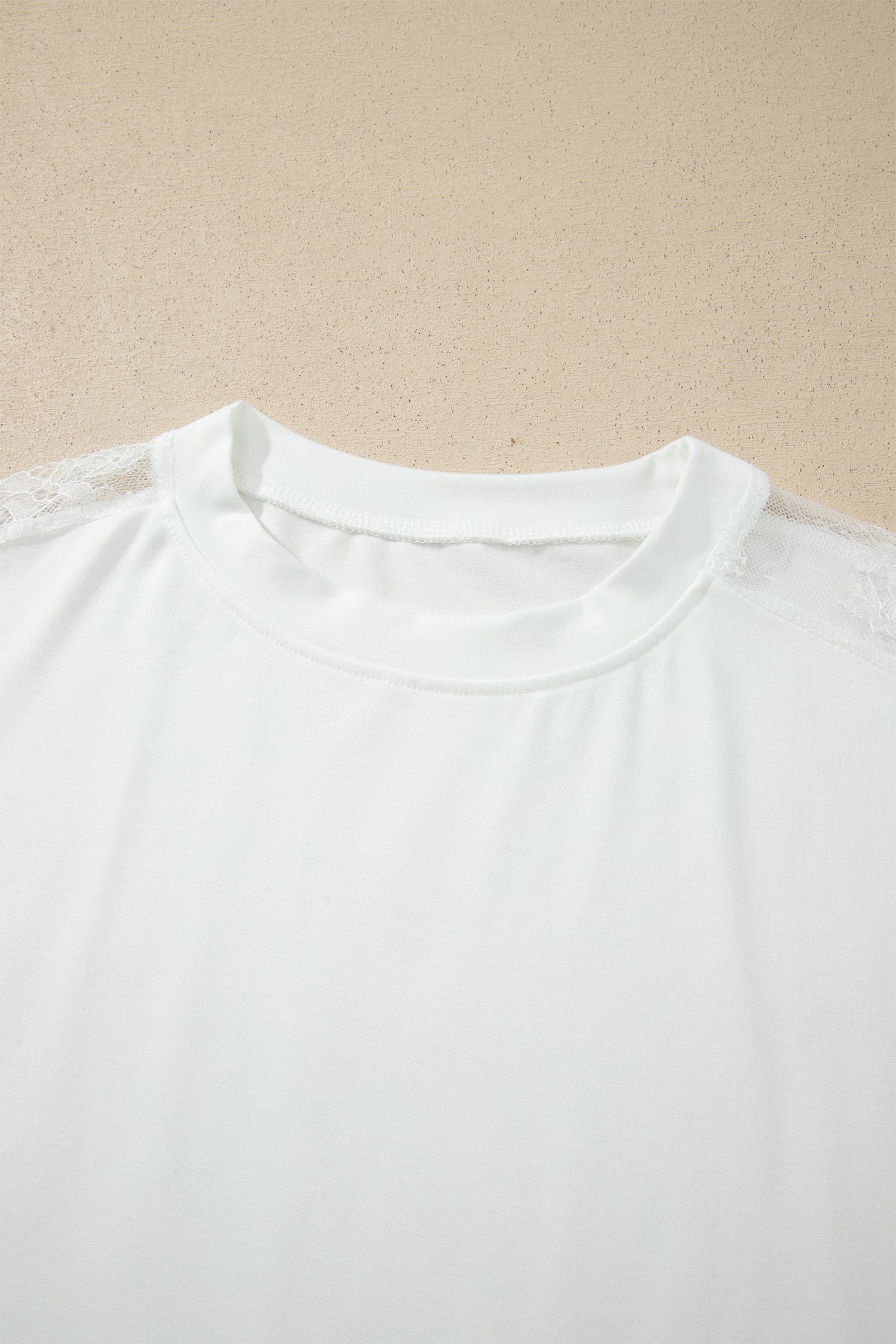White Sheer Lace Splicing Long Sleeve Shift Top-Tops/Long Sleeve Tops-[Adult]-[Female]-2022 Online Blue Zone Planet
