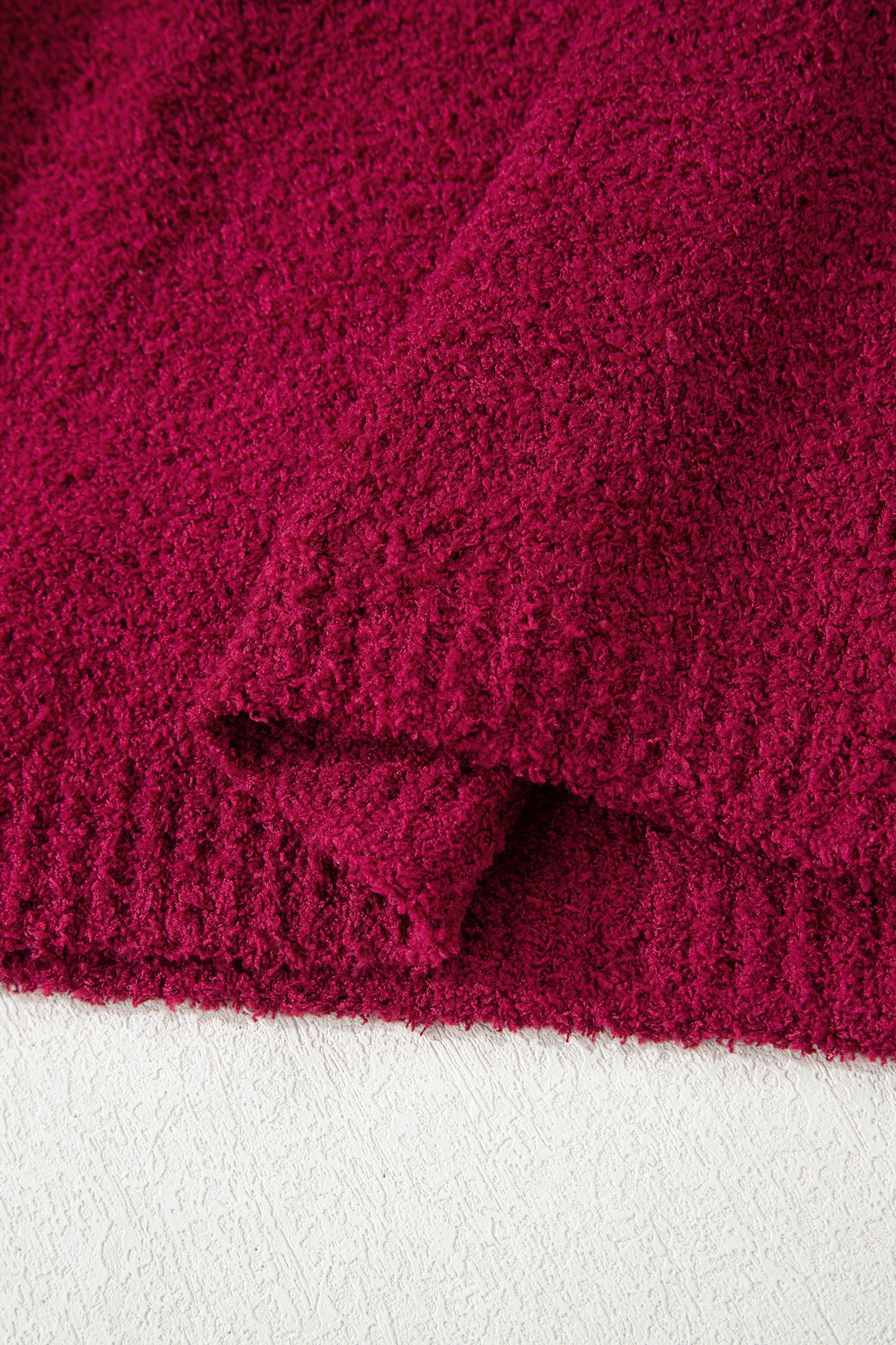 Burgundy Popcorn Mock Neck Solid Sweater-Sweaters & Cardigans/Sweaters-[Adult]-[Female]-2022 Online Blue Zone Planet