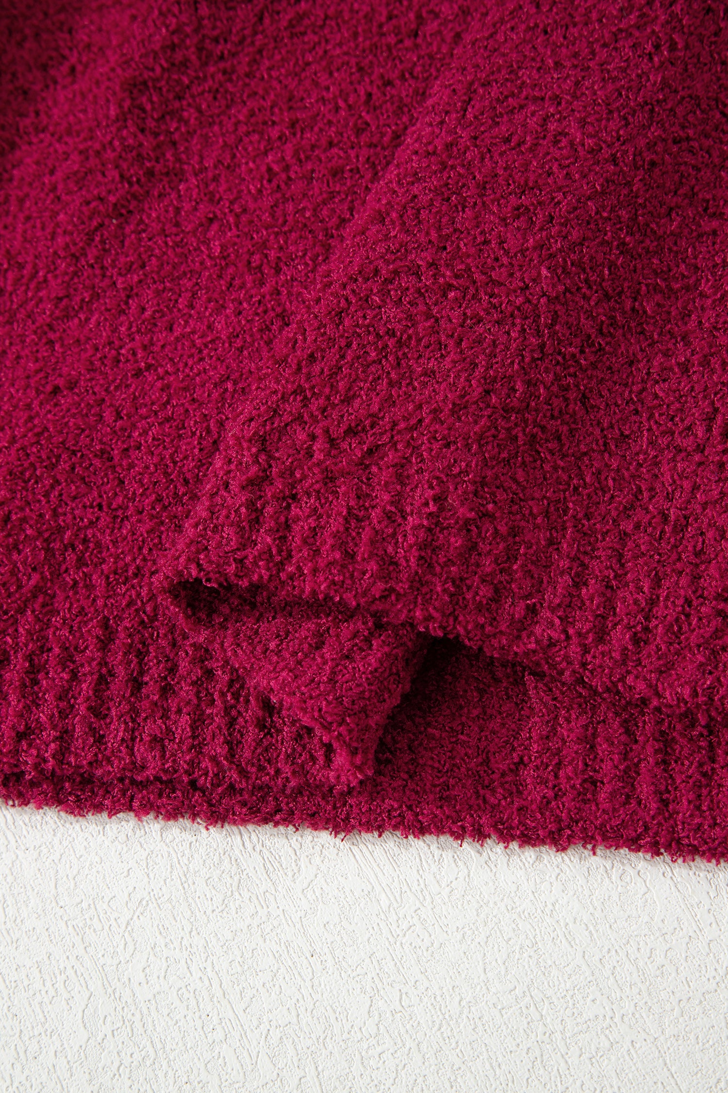 Burgundy Popcorn Mock Neck Solid Sweater-Sweaters & Cardigans/Sweaters-[Adult]-[Female]-2022 Online Blue Zone Planet