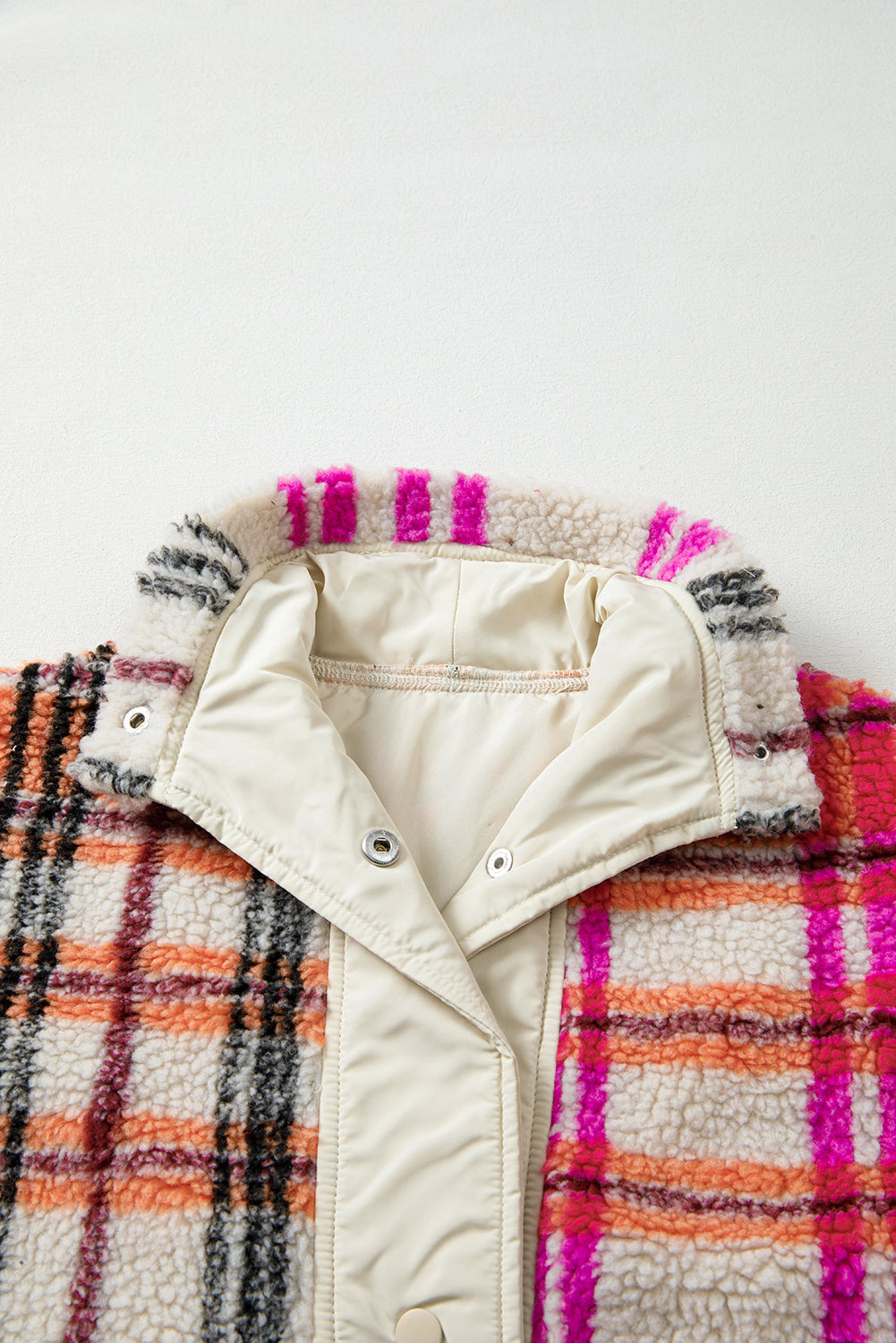 Rose Sherpa Plaid Jacket Vest-Outerwear/Vests-[Adult]-[Female]-2022 Online Blue Zone Planet