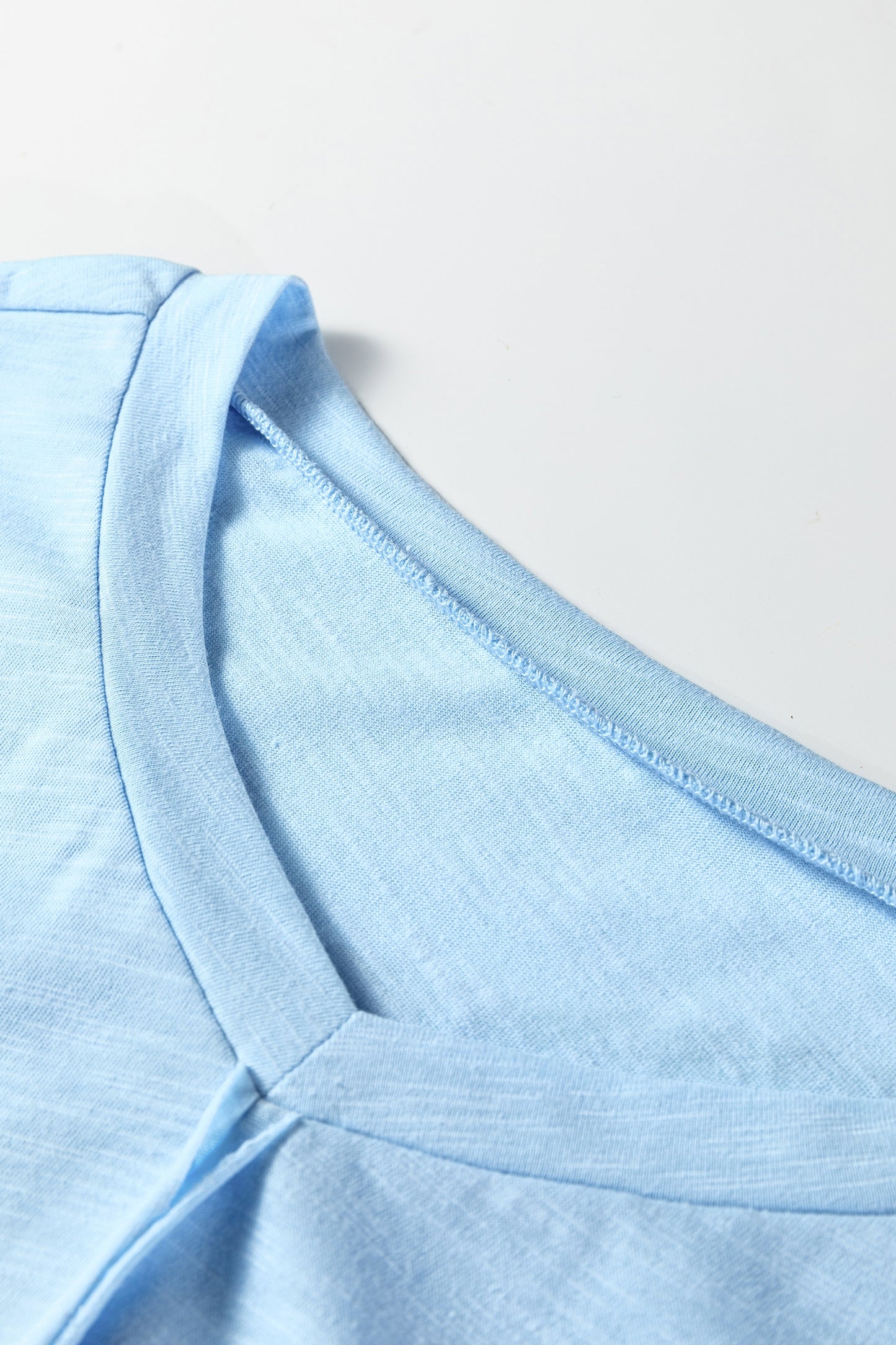 Light Blue Flower Patched Exposed Seam Bracelet Sleeve Oversized T Shirt-Bracelet-[Adult]-[Female]-2022 Online Blue Zone Planet