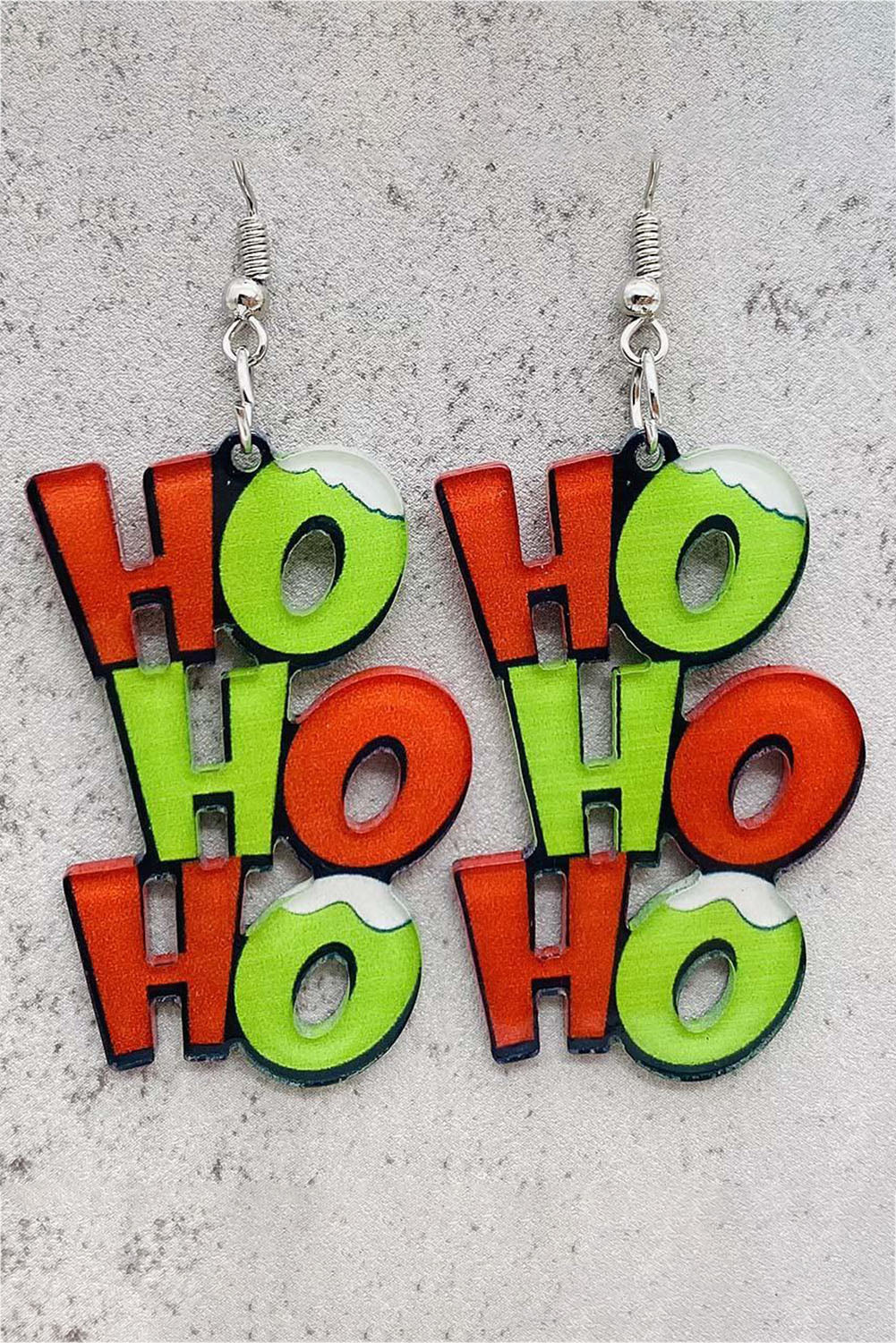 Green HO HO HO Dangle Christmas Earrings-Accessories/Jewelry-[Adult]-[Female]-Green-ONE SIZE-2022 Online Blue Zone Planet