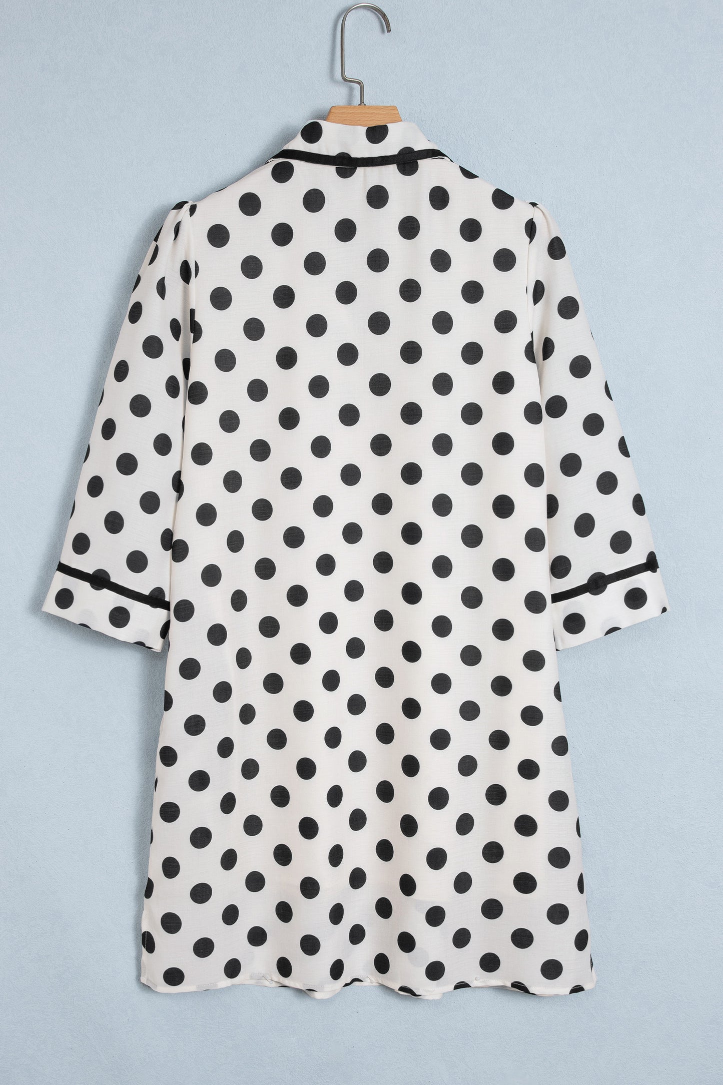 White Polka Dot Half Sleeve Collar V Neck Pocketed Casual Mini Dress-TOPS / DRESSES-[Adult]-[Female]-2022 Online Blue Zone Planet
