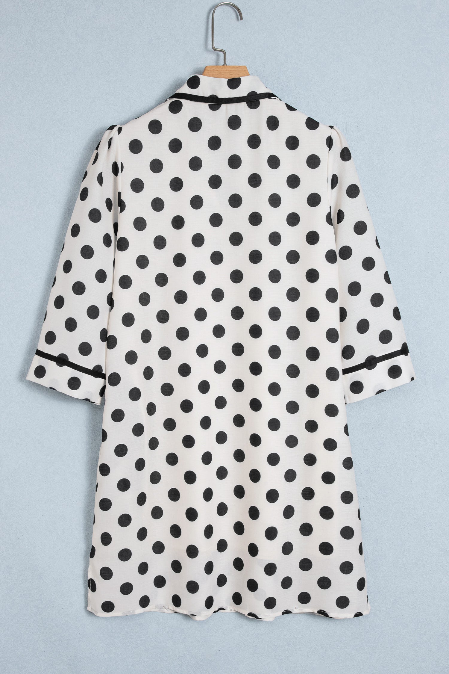 White Polka Dot Half Sleeve Collar V Neck Pocketed Casual Mini Dress-TOPS / DRESSES-[Adult]-[Female]-2022 Online Blue Zone Planet