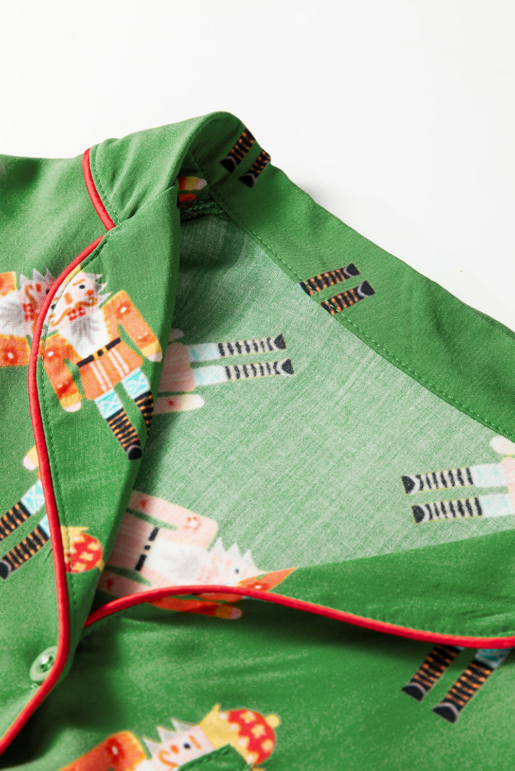 Green Christmas Candy Contrast Trim Bow Knot Silky 2pcs Pajama Set-Loungewear & Sleepwear/Sleepwear-[Adult]-[Female]-2022 Online Blue Zone Planet