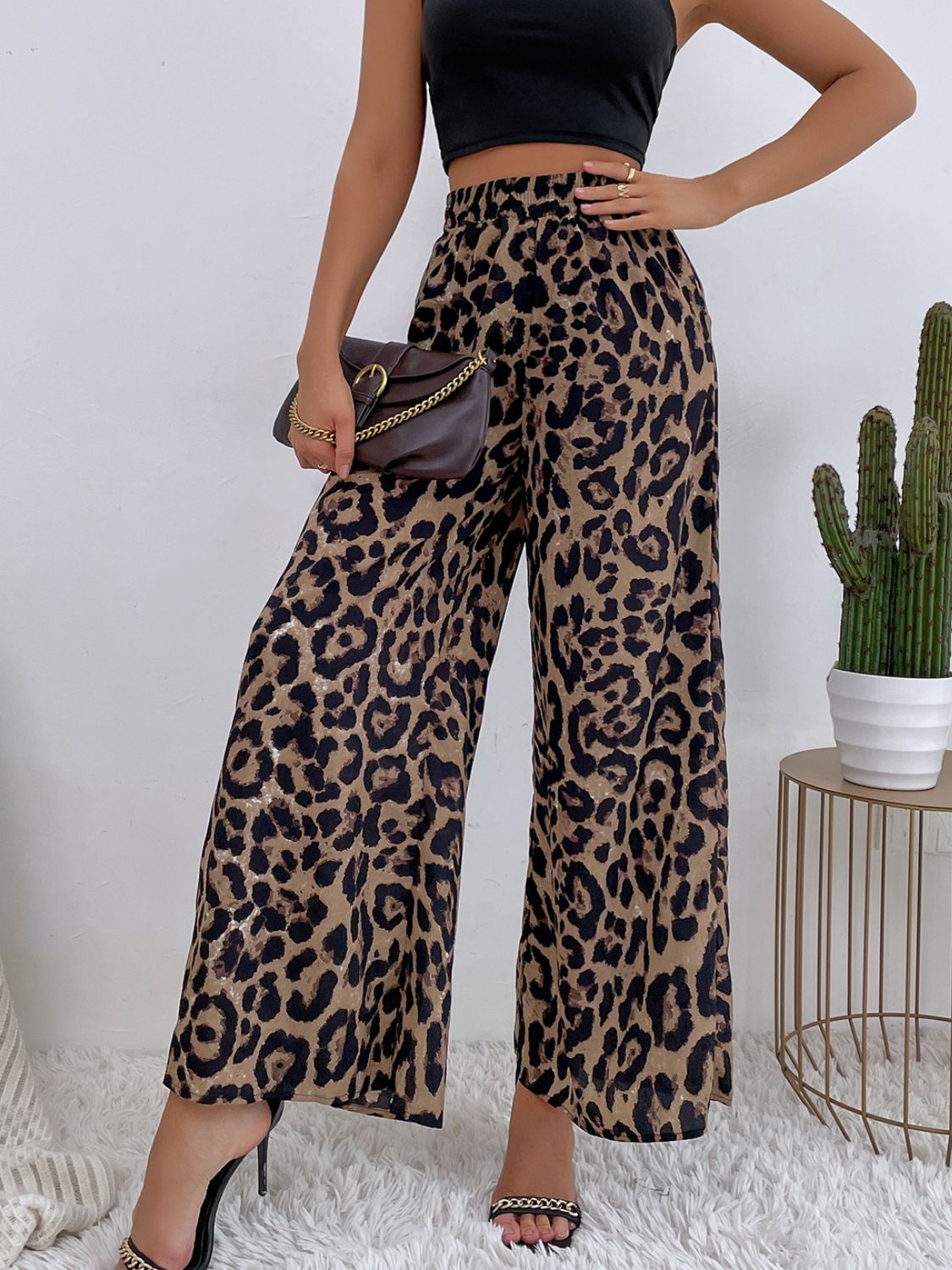 Printed Elastic Waist Wide Leg Pants-BOTTOM SIZES SMALL MEDIUM LARGE-[Adult]-[Female]-2022 Online Blue Zone Planet