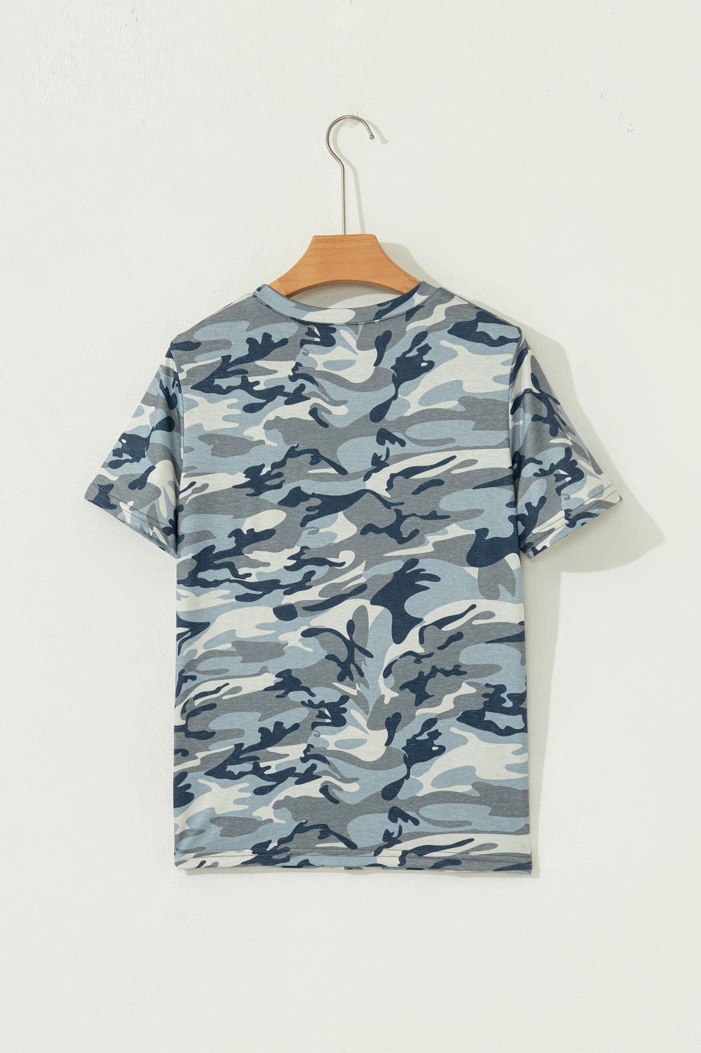 Green Camouflage Print Crew Neck T Shirt-Tops/Tops & Tees-[Adult]-[Female]-2022 Online Blue Zone Planet
