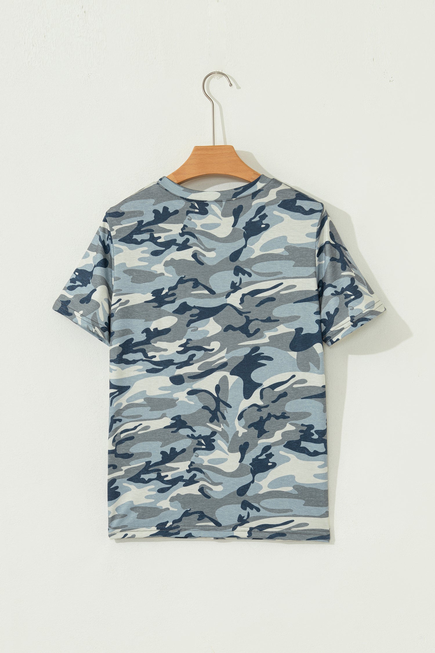Green Camouflage Print Crew Neck T Shirt-Tops/Tops & Tees-[Adult]-[Female]-2022 Online Blue Zone Planet