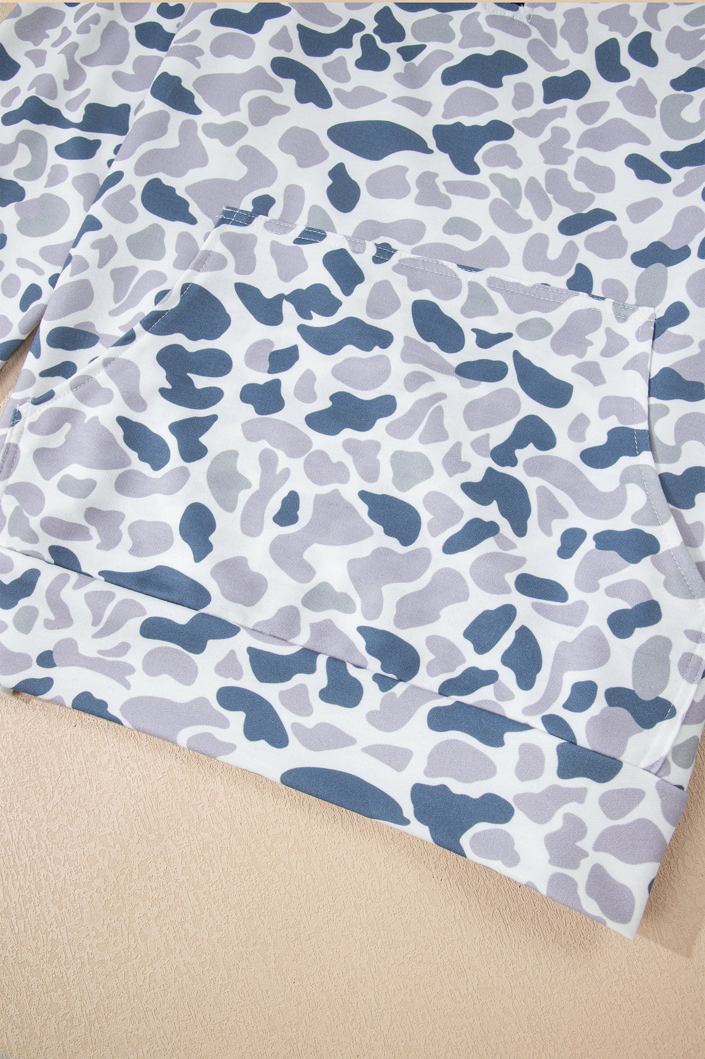 Multicolour Camouflage Print Kangaroo Pocket Zip Collar Pullover Sweatshirt-Tops/Sweatshirts & Hoodies-[Adult]-[Female]-2022 Online Blue Zone Planet