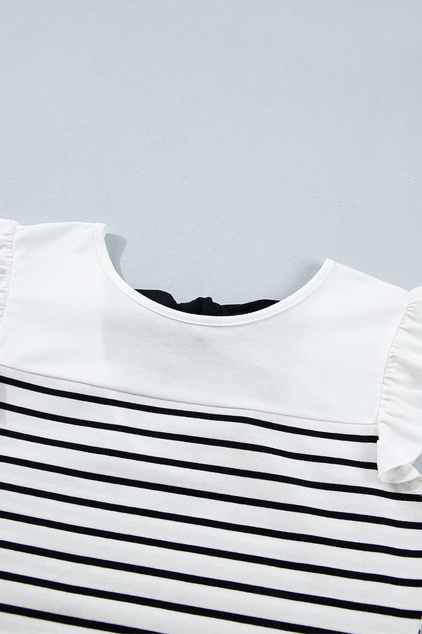 White Stripe Contrast Knot Back Ruffle Trim Tank Top-Tops/Tank Tops-[Adult]-[Female]-2022 Online Blue Zone Planet