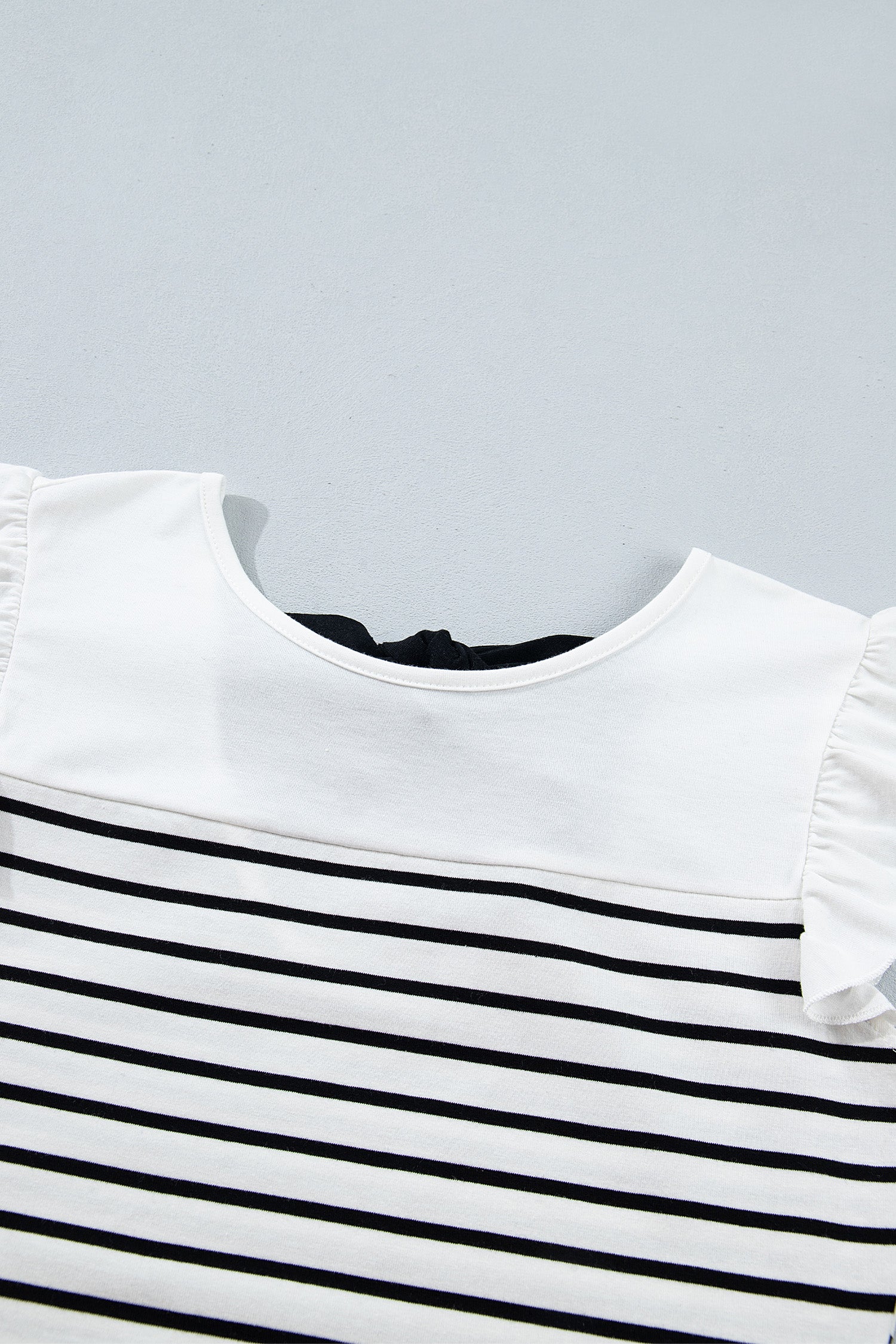 White Stripe Contrast Knot Back Ruffle Trim Tank Top-Tops/Tank Tops-[Adult]-[Female]-2022 Online Blue Zone Planet