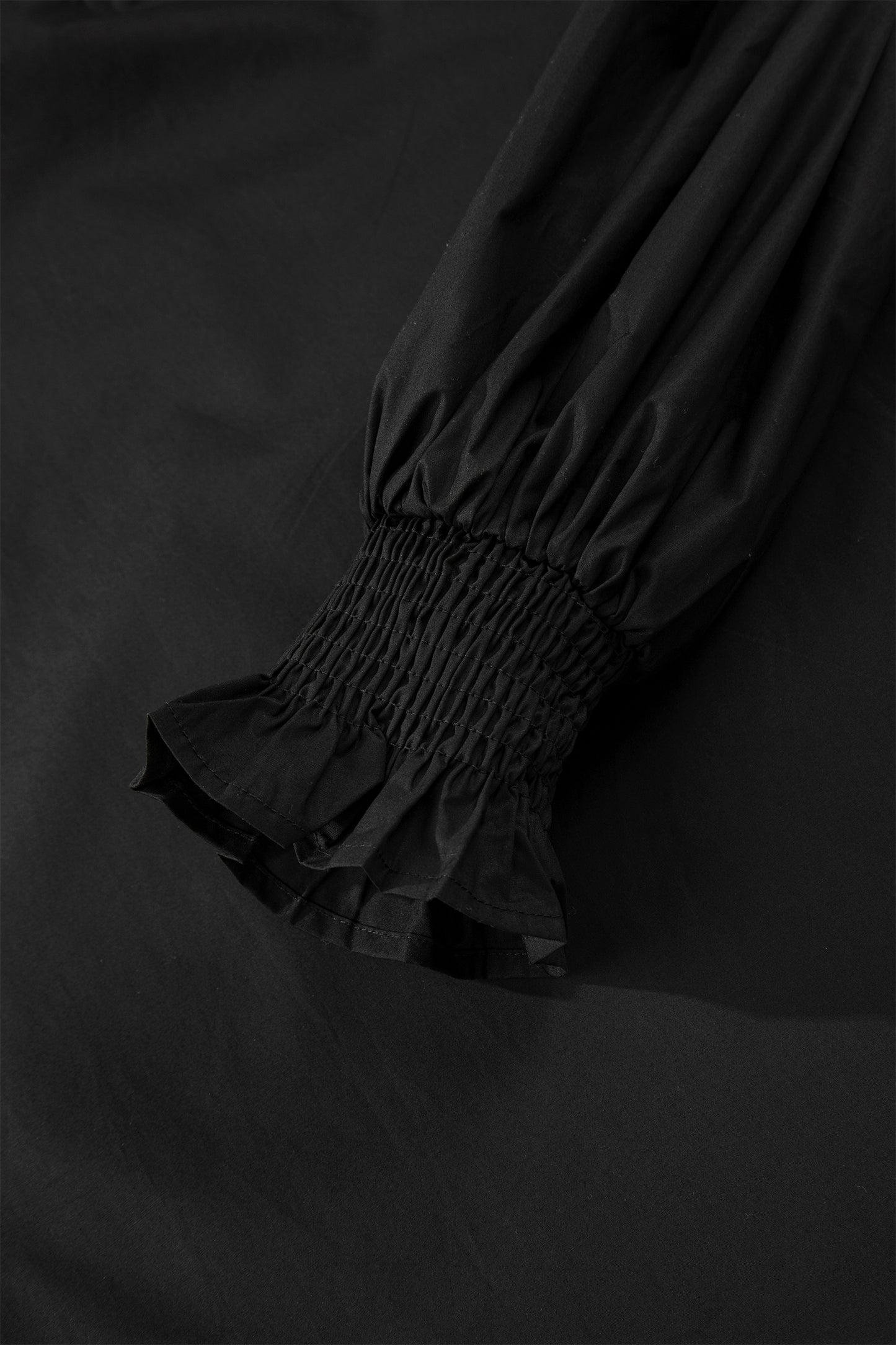 Black Puffy Flounce Sleeve Leopard Trim V Neck Blouse-Tops/Blouses & Shirts-[Adult]-[Female]-2022 Online Blue Zone Planet