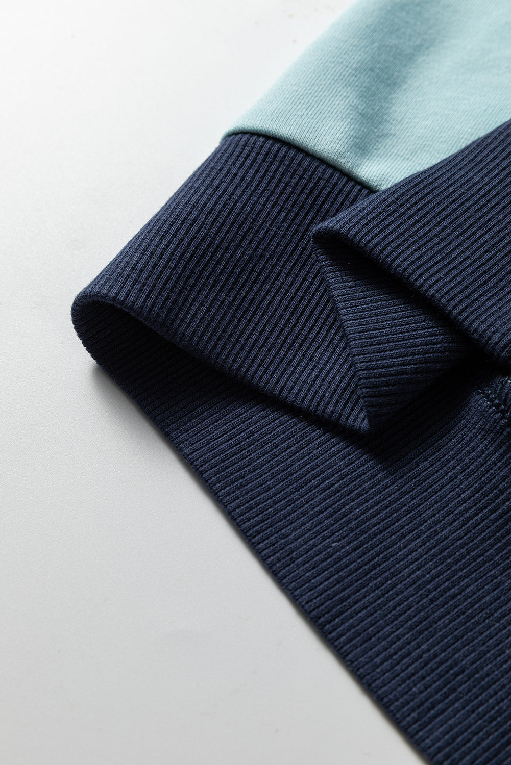 Iceland Blue Contrast Edge Colorblock Patchwork Crop Sweatshirt-Tops/Sweatshirts & Hoodies-[Adult]-[Female]-2022 Online Blue Zone Planet