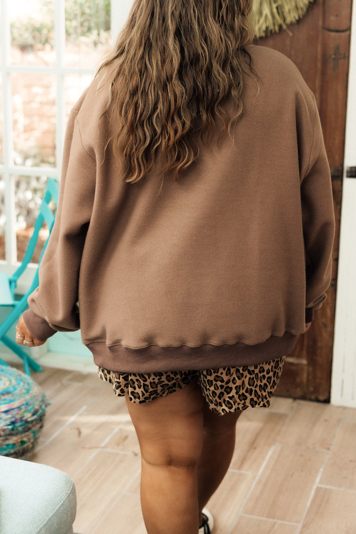 Coffee Letter Print Oversized Loose Fit Long Sleeve Plus Size Sweatshirt-Plus Size/Plus Size Sweatshirts & Hoodies-[Adult]-[Female]-2022 Online Blue Zone Planet