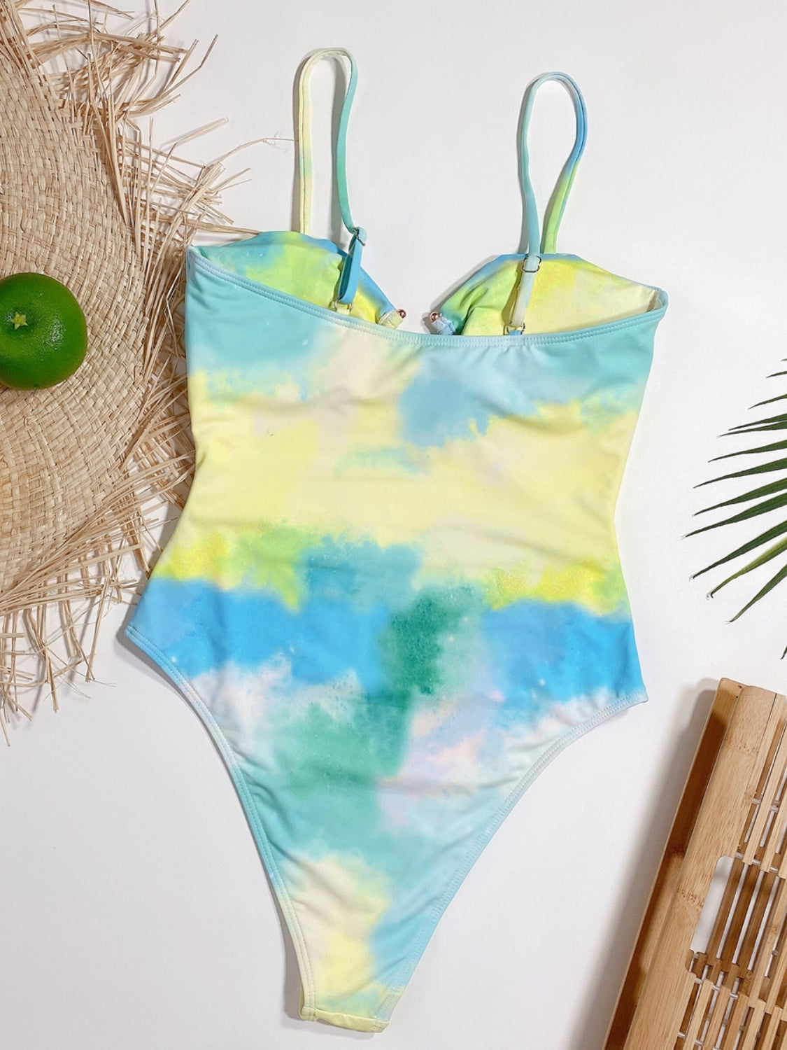 Blue Zone Planet | Cutout Tie-Dye Spaghetti Strap One-Piece Swimwear-TOPS / DRESSES-[Adult]-[Female]-2022 Online Blue Zone Planet