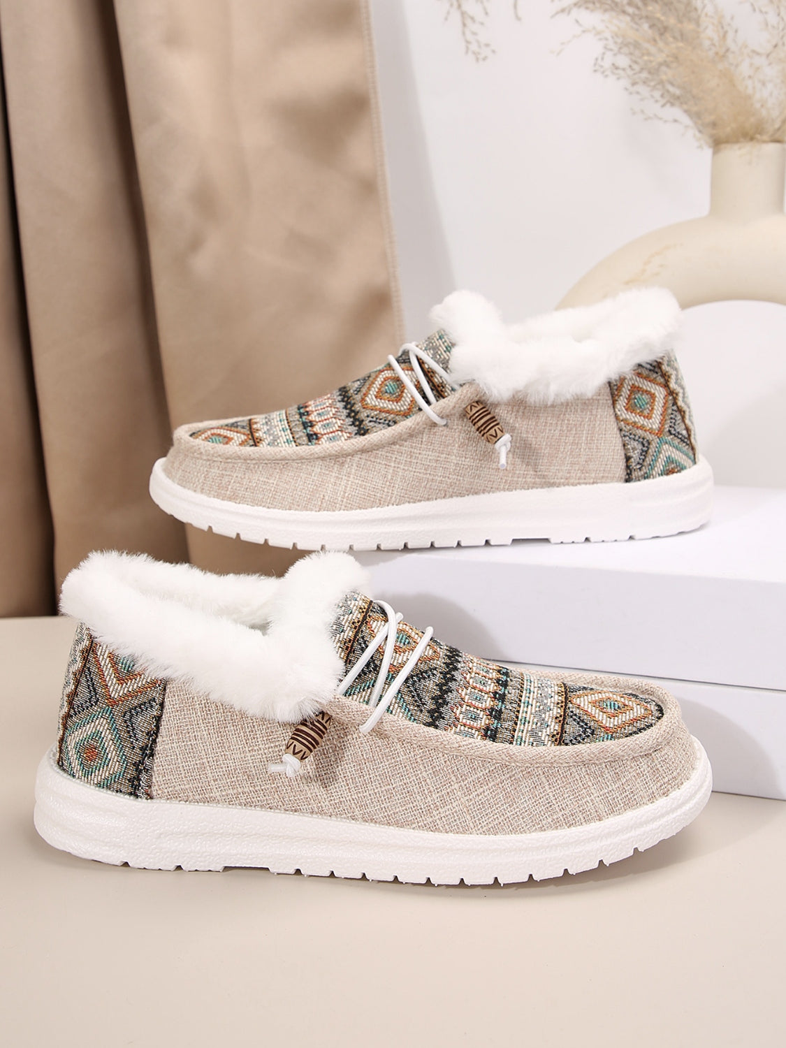 Printed Round Toe Flat Slip-Ons-SHOES-[Adult]-[Female]-2022 Online Blue Zone Planet