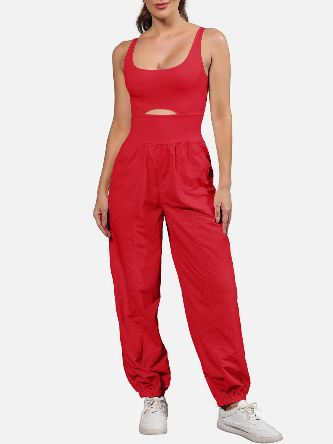 Cutout Scoop Neck Wide Strap Jumpsuit-TOPS / DRESSES-[Adult]-[Female]-Deep Rose-S-2022 Online Blue Zone Planet